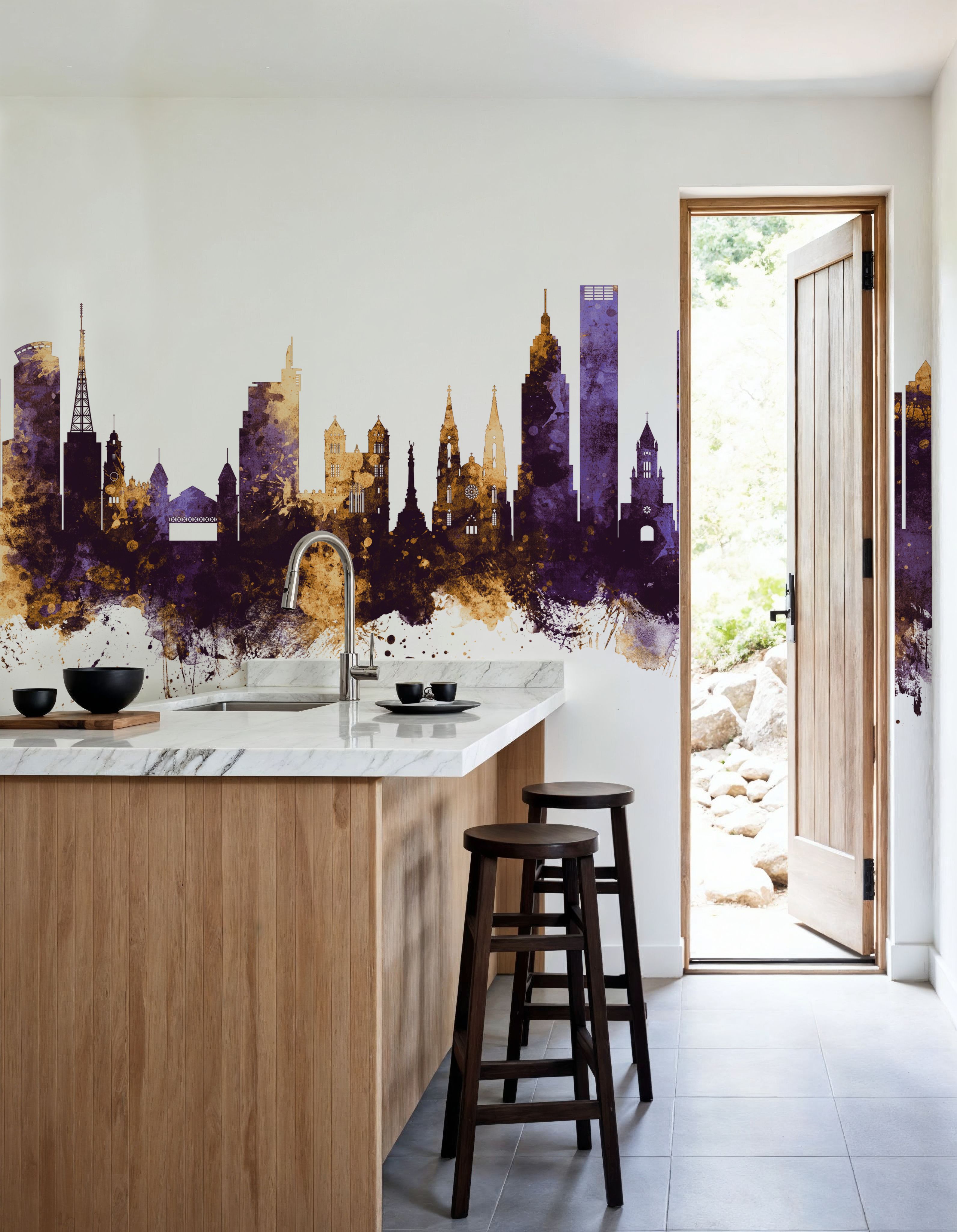 São Paulo Brazil Skyline Purple & Gold