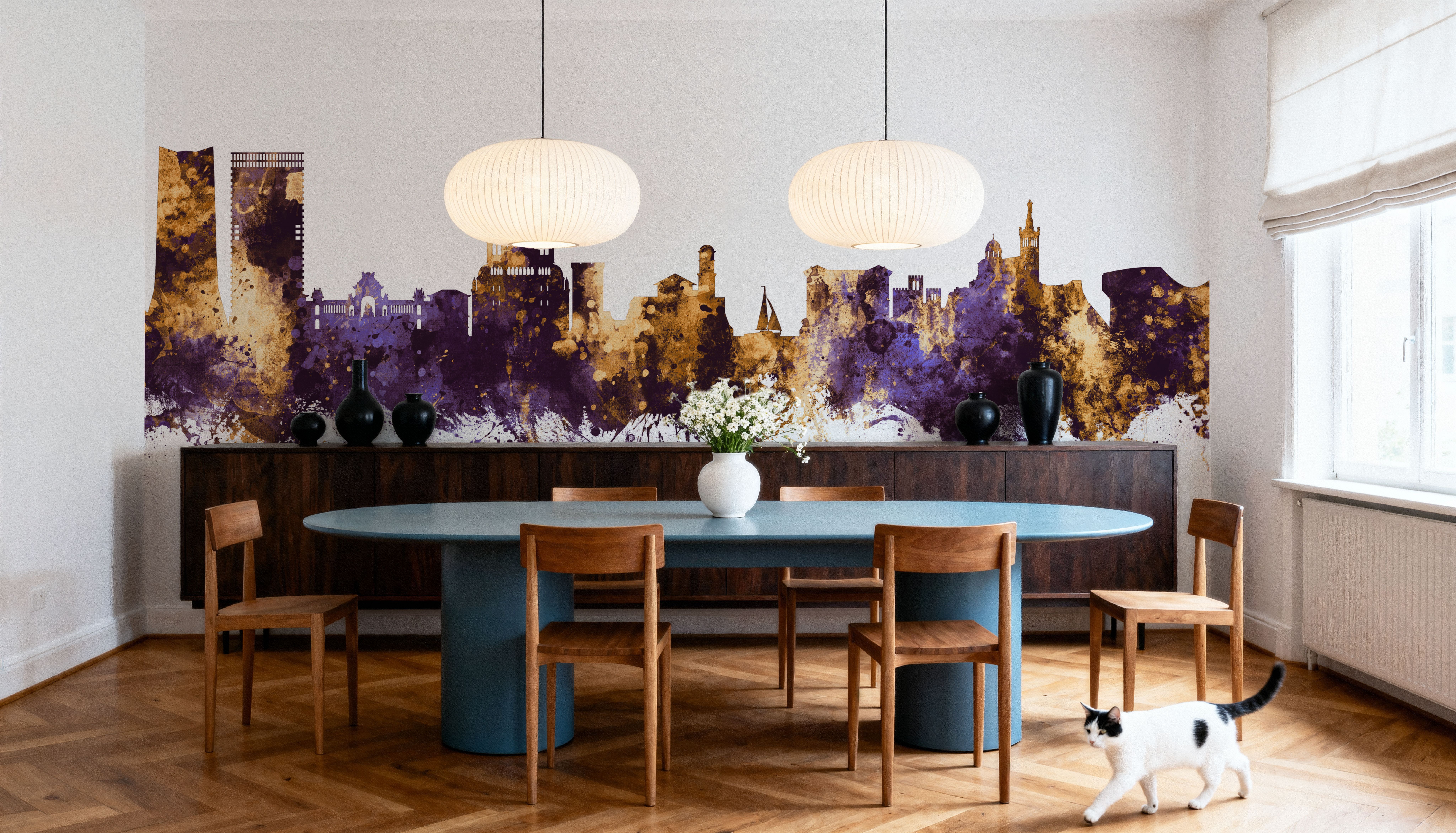 Marseille France Skyline Purple & Gold