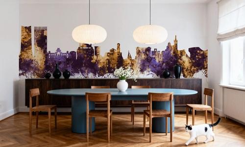 Marseille France Skyline Purple & Gold