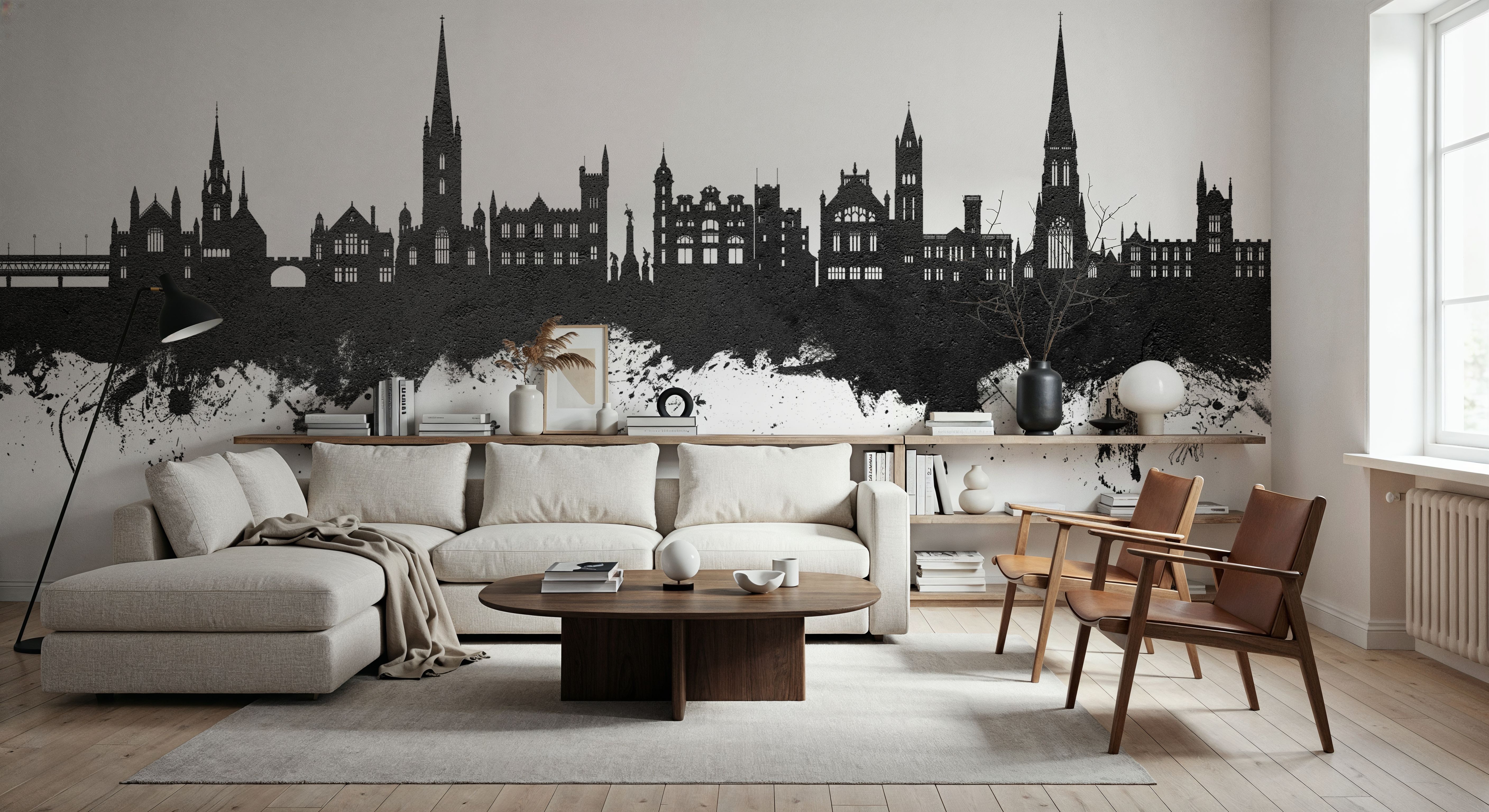 Derry Northern Ireland Skyline Black & White