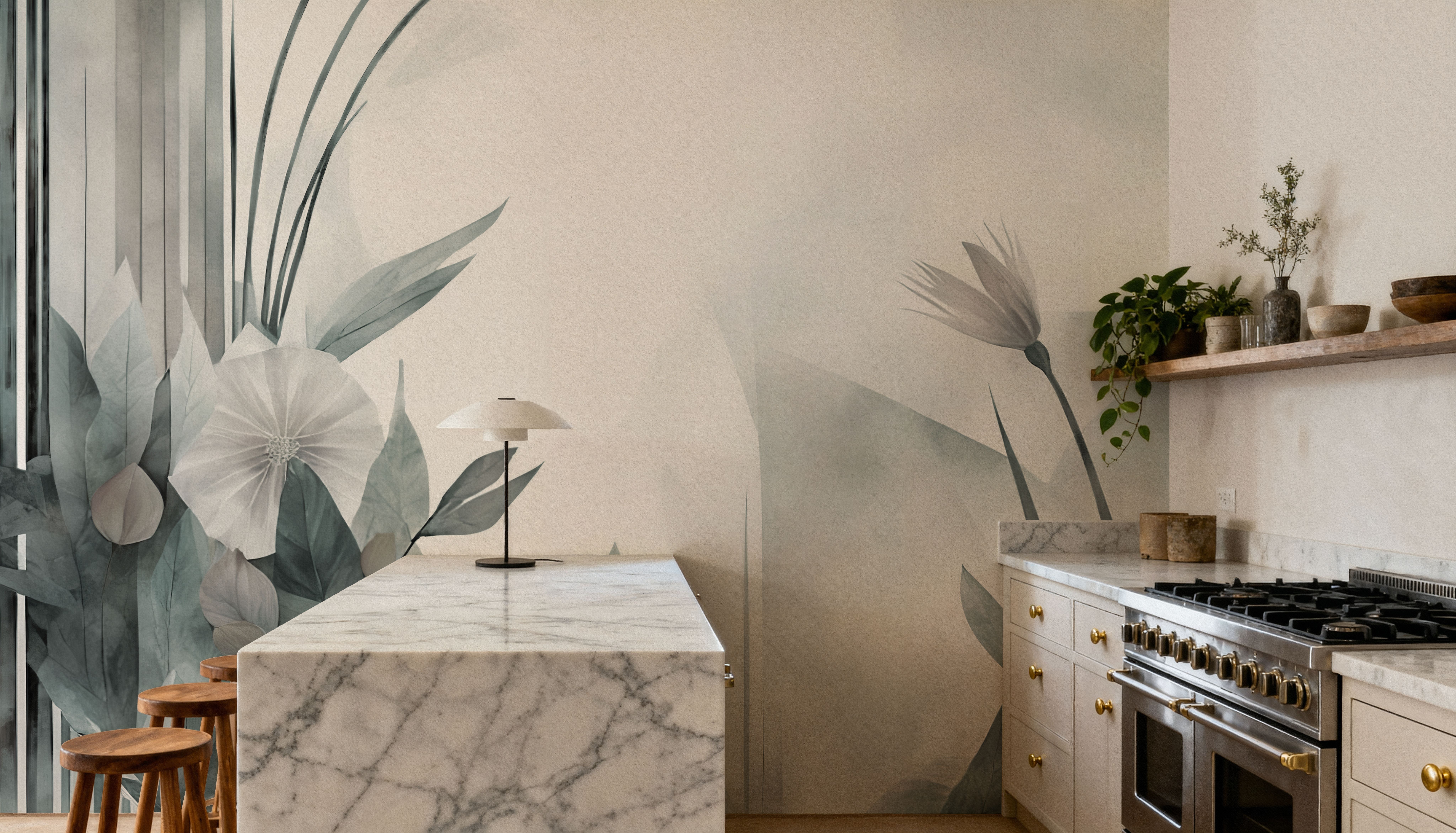 Floral Watercolor Abstract Teal