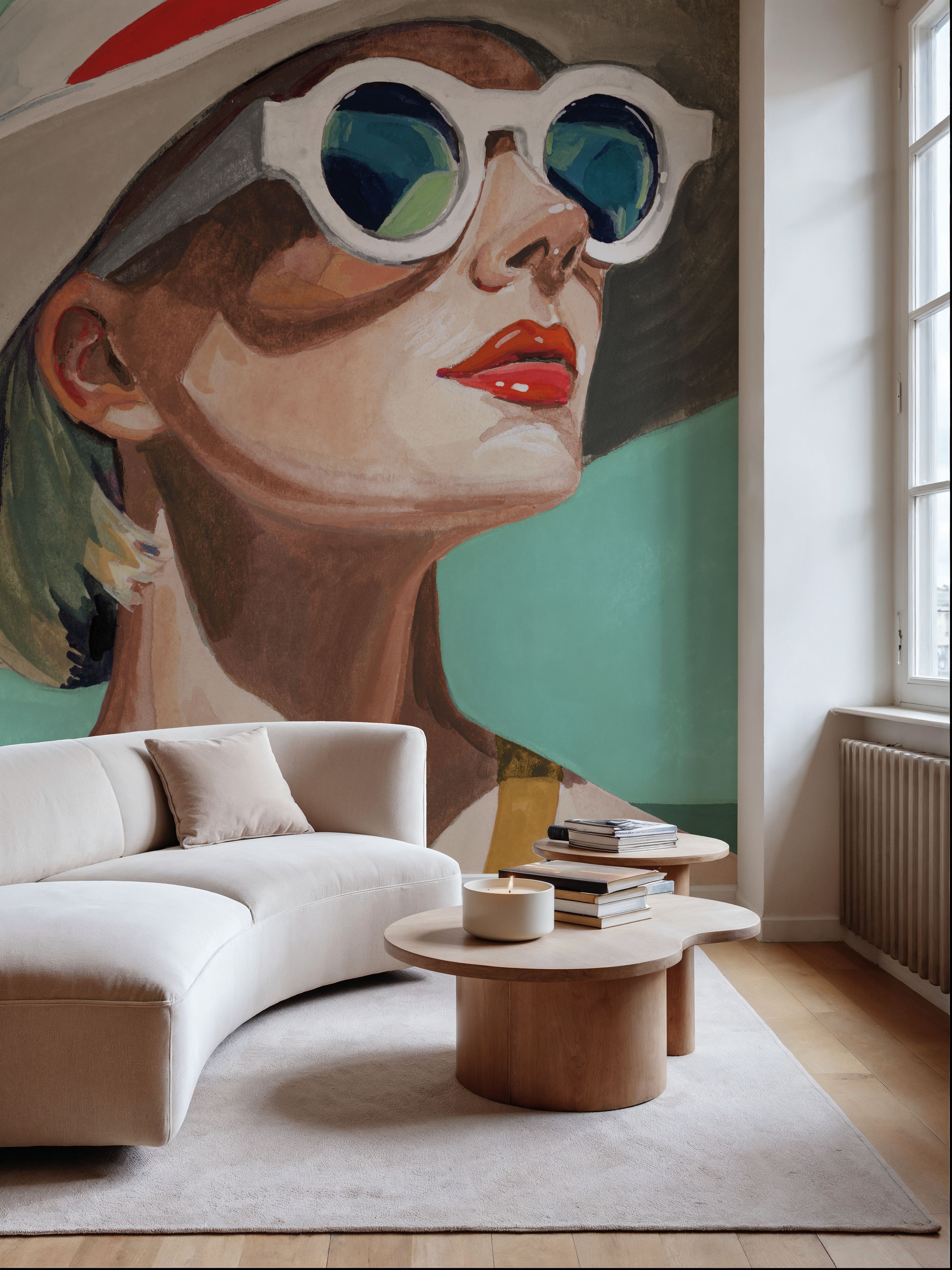 Wall Mural - Vacation In Style Teal - Contemporary Fashion mural wallpaper - Green - Dining Room - Wallism US - Premium, Textured or Peel & Stick