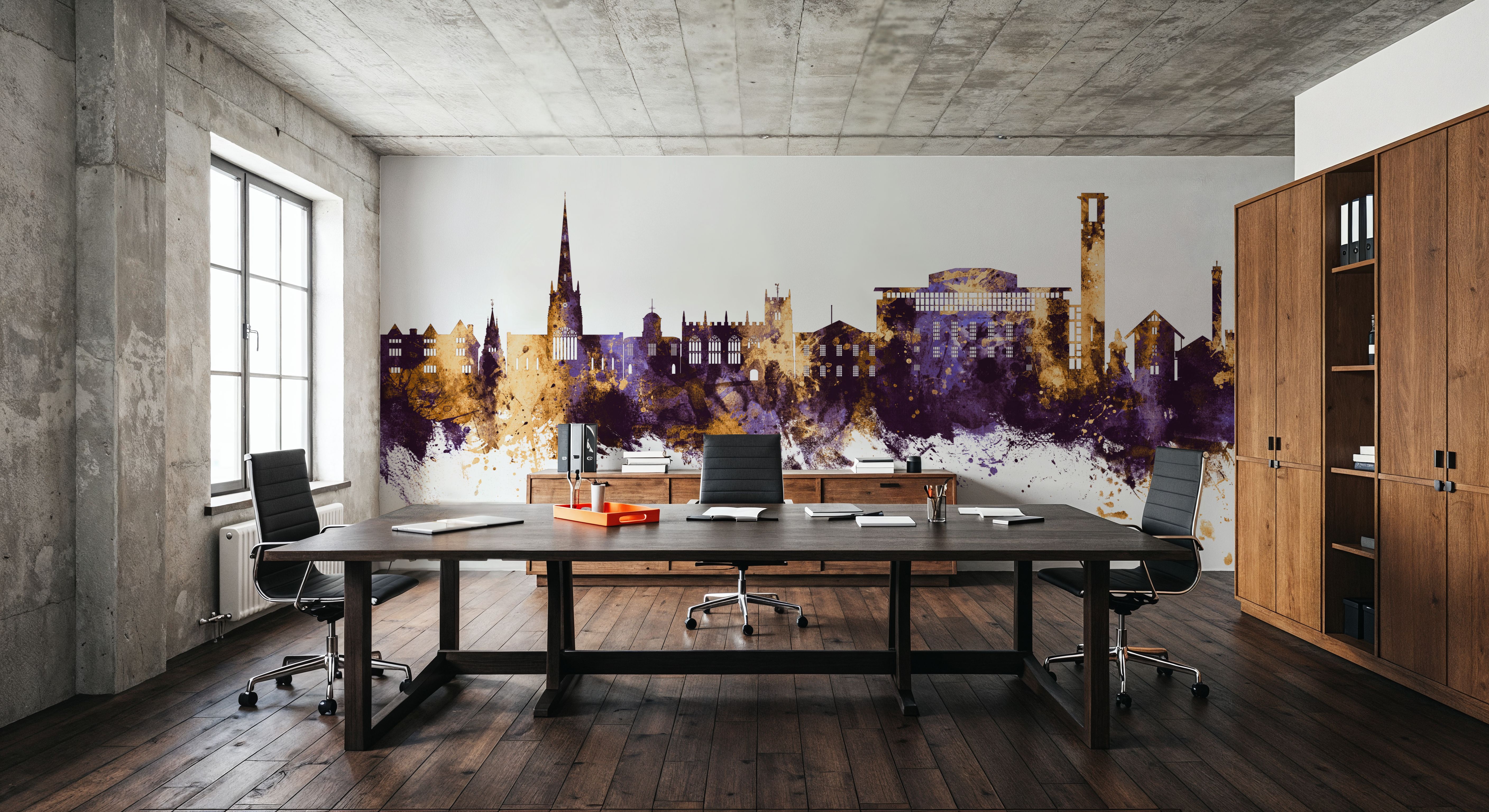 Stratford-upon-Avon England Skyline Purple & Gold, Carte da parati