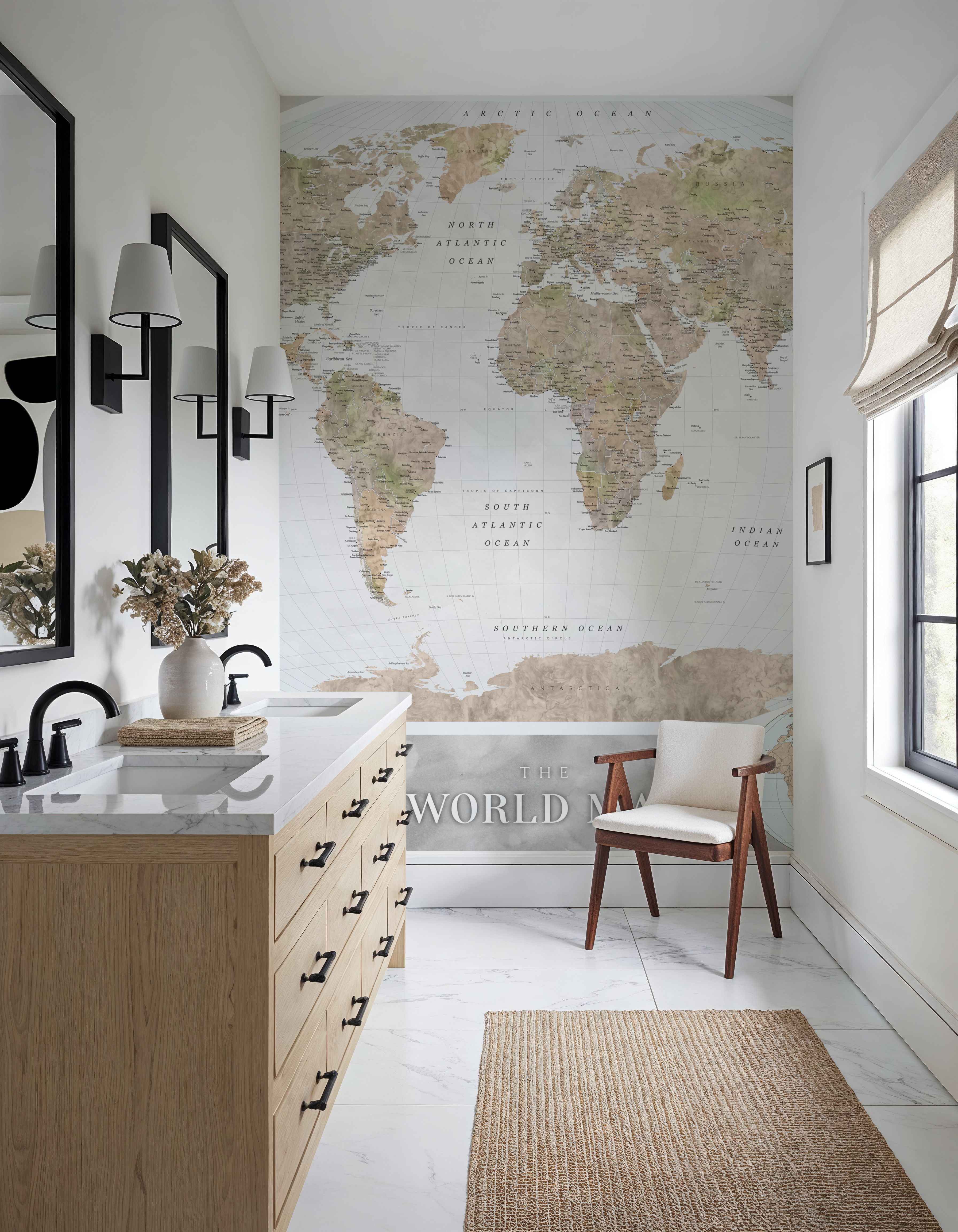 World Map Atlas Brown
