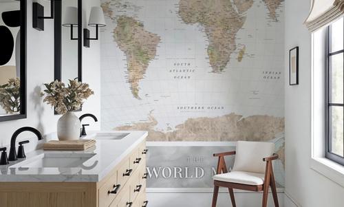 World Map Atlas Brown