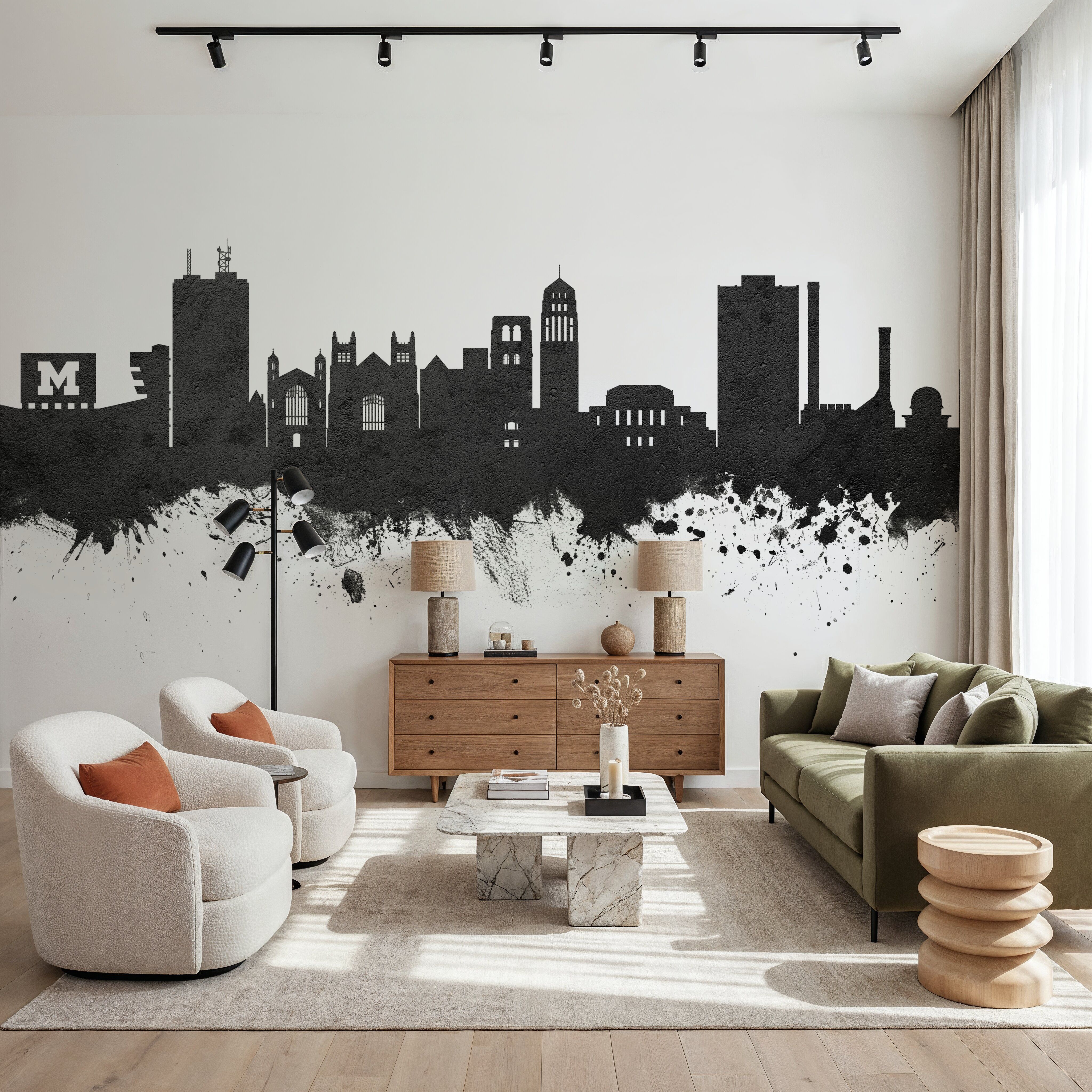 Ann Arbor Michigan Skyline Black & White