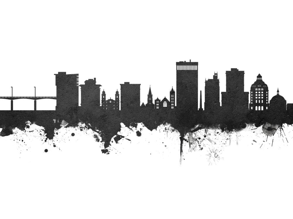 Asheville North Carolina Skyline Black & White