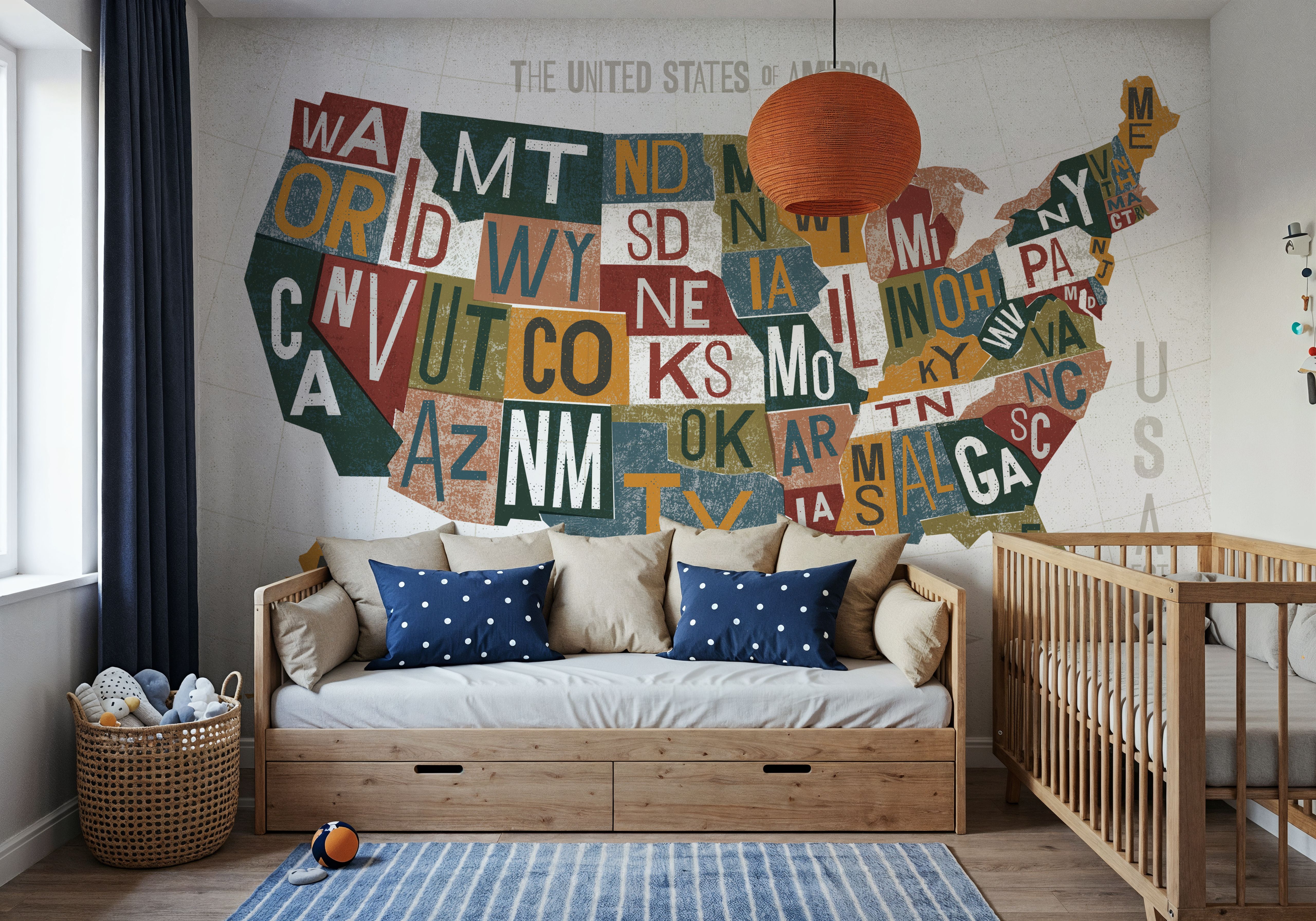Letterpress USA Map Warm