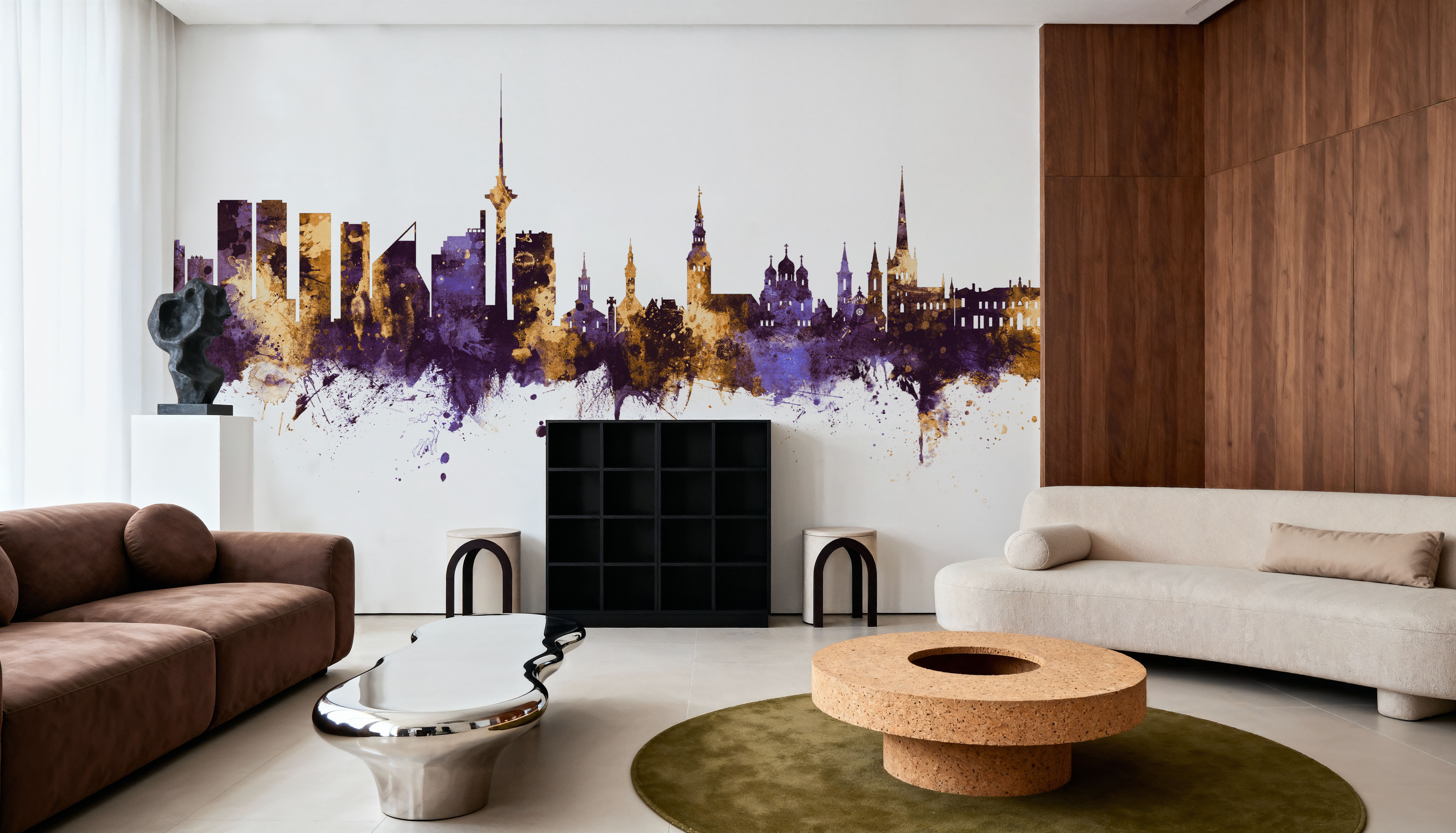 Tallinn Estonia Skyline Purple & Gold