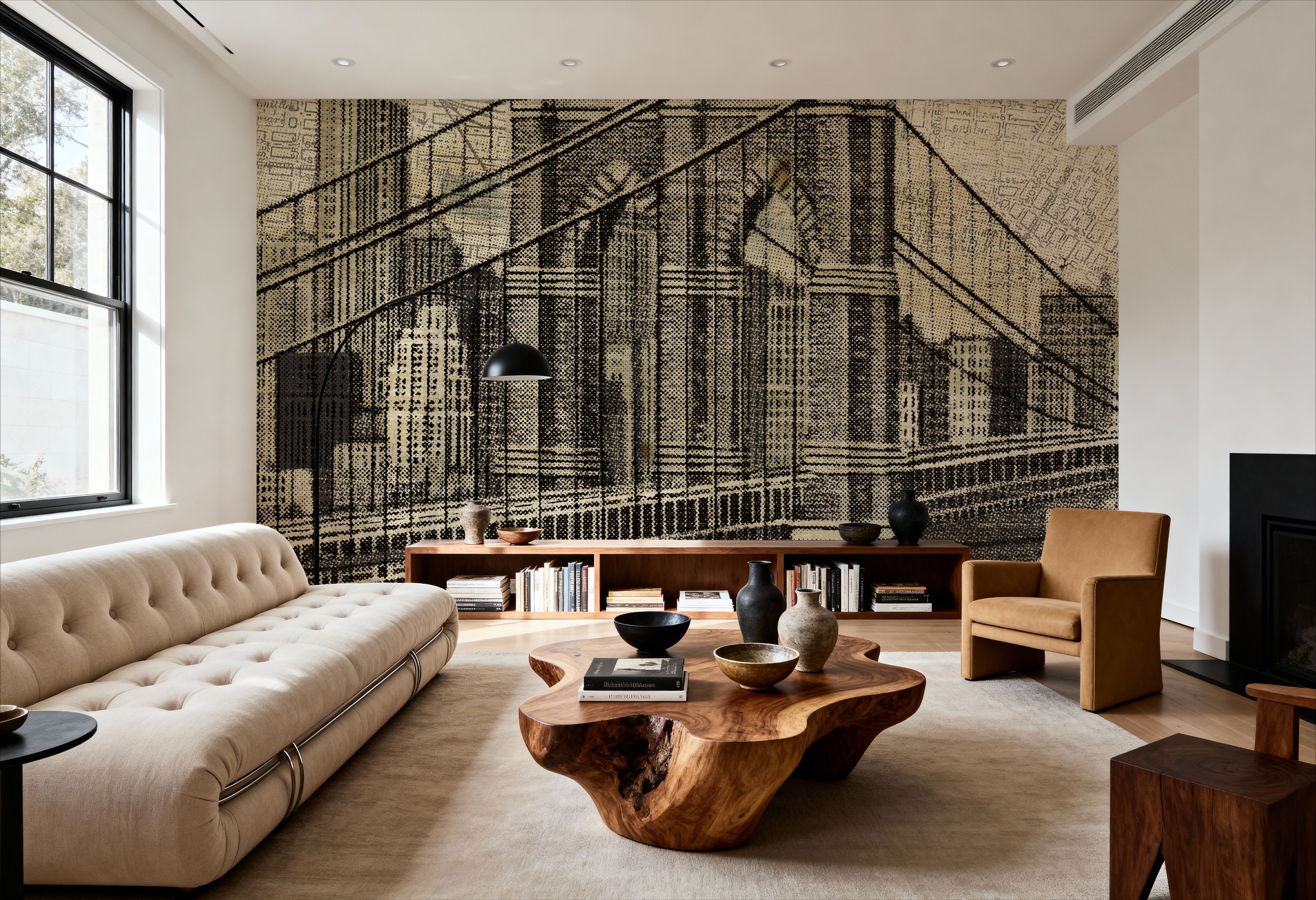 Vintage NY Brooklyn Bridge Skyline