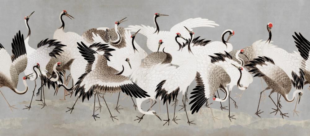 Japanese Flock of Cranes, Pewter