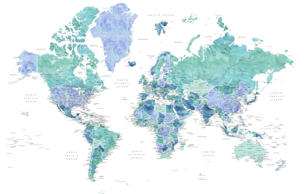 World Map Cities - Elizenda
