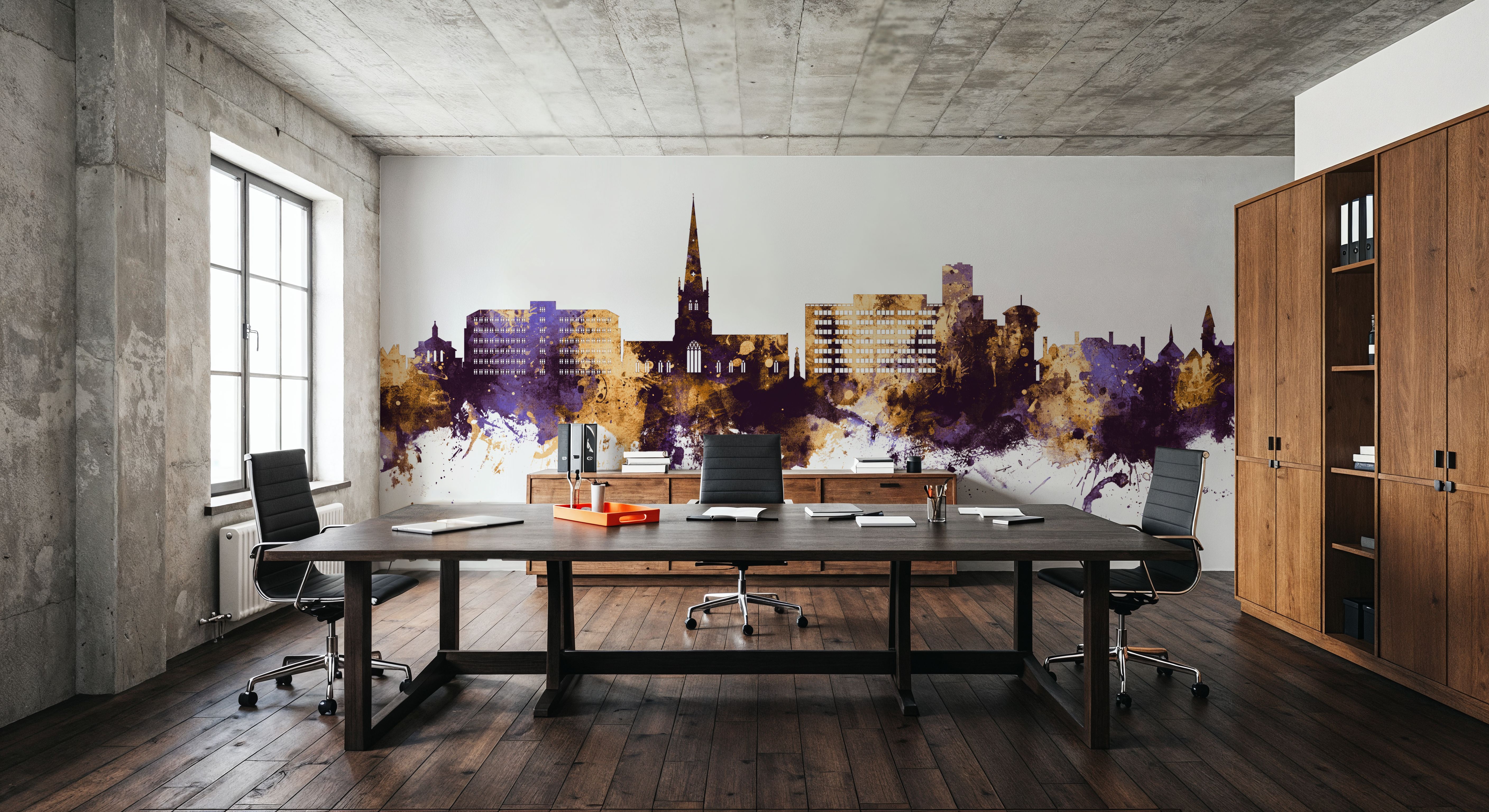 Solihull England Skyline Purple & Gold
