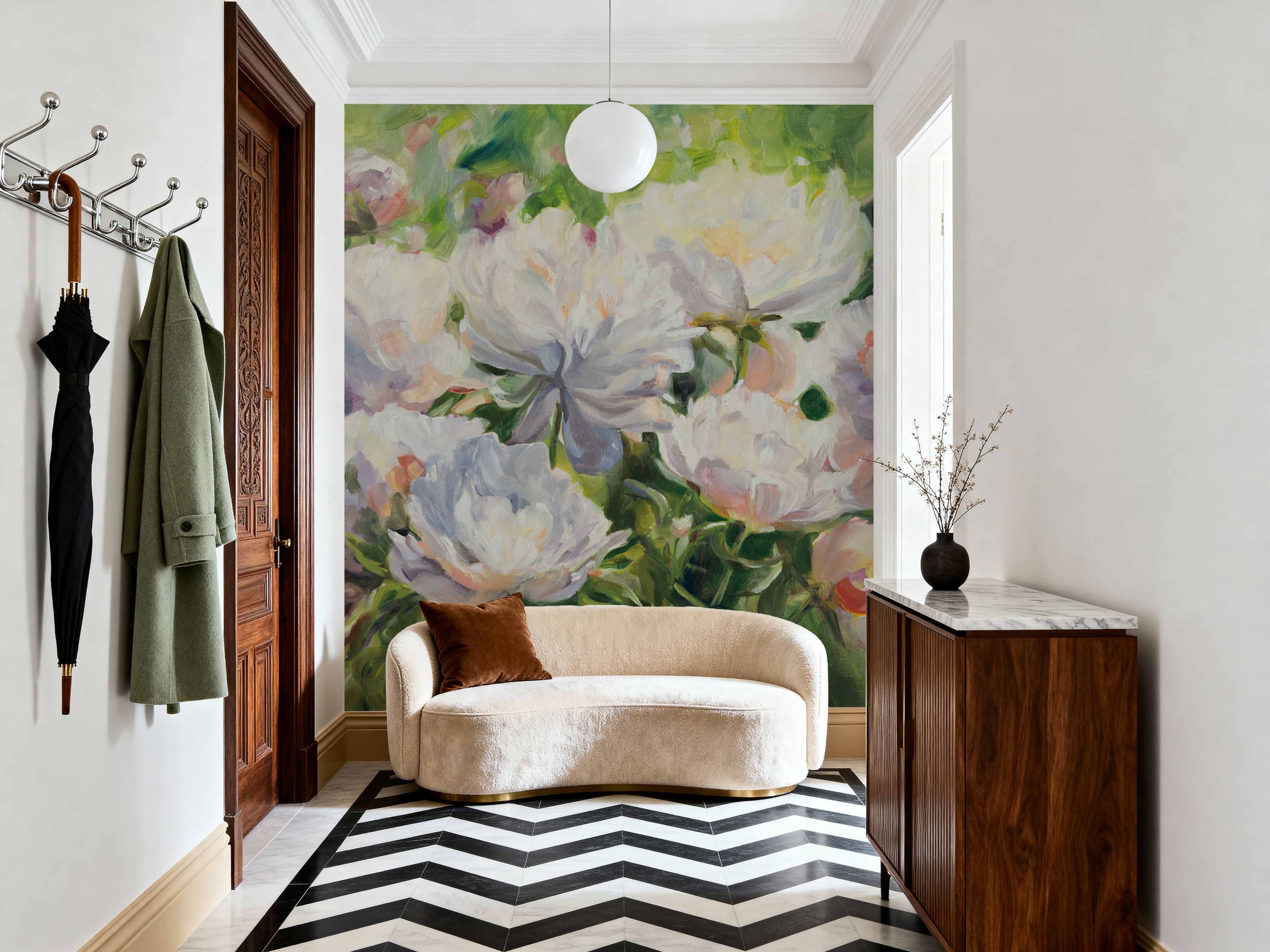 White Impressionistic Peonies