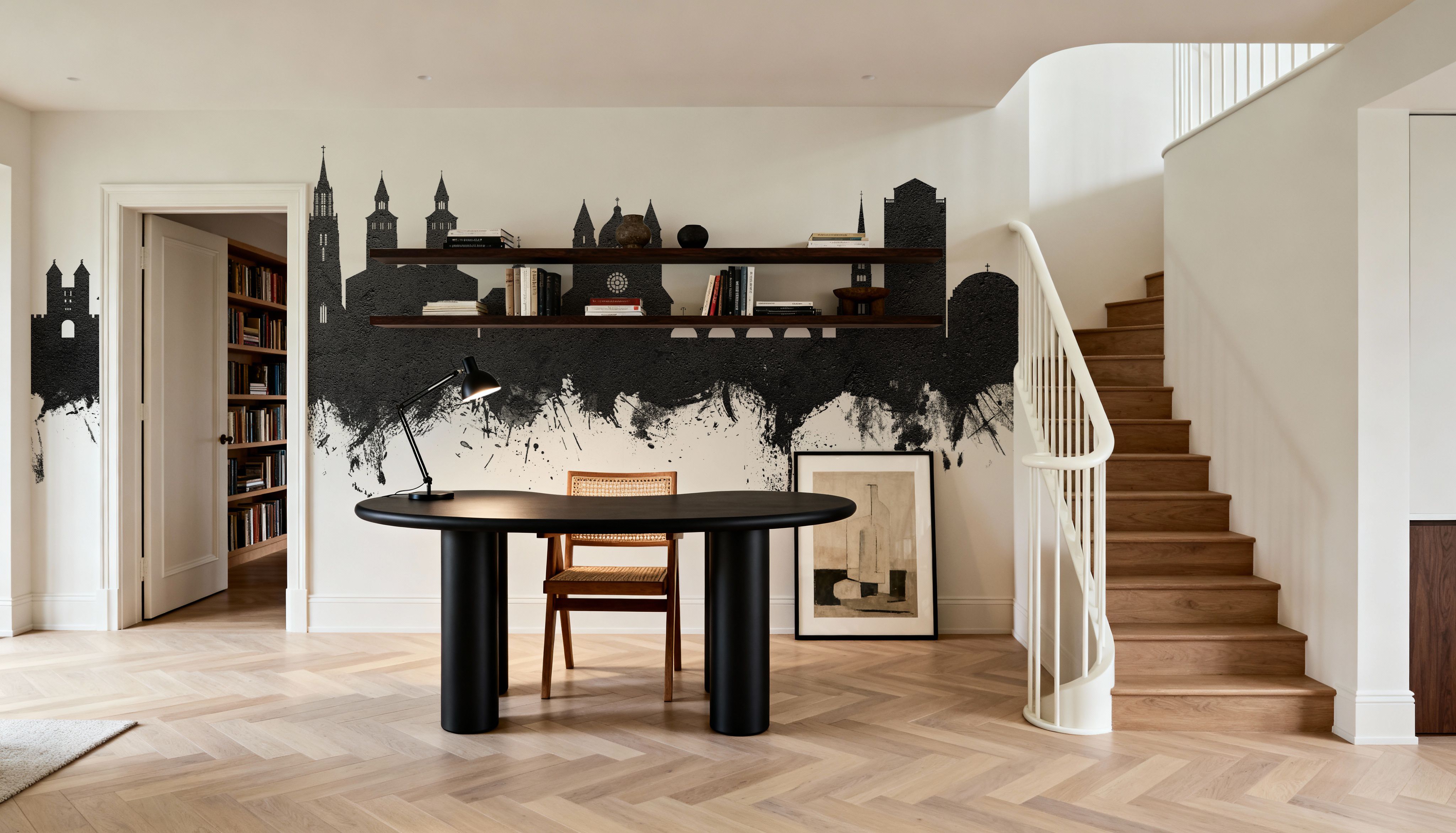 Maastricht The Netherlands Skyline Black & White, Papier peint