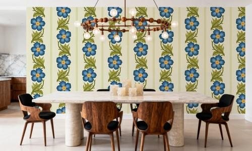 Floral Stripe, Blue