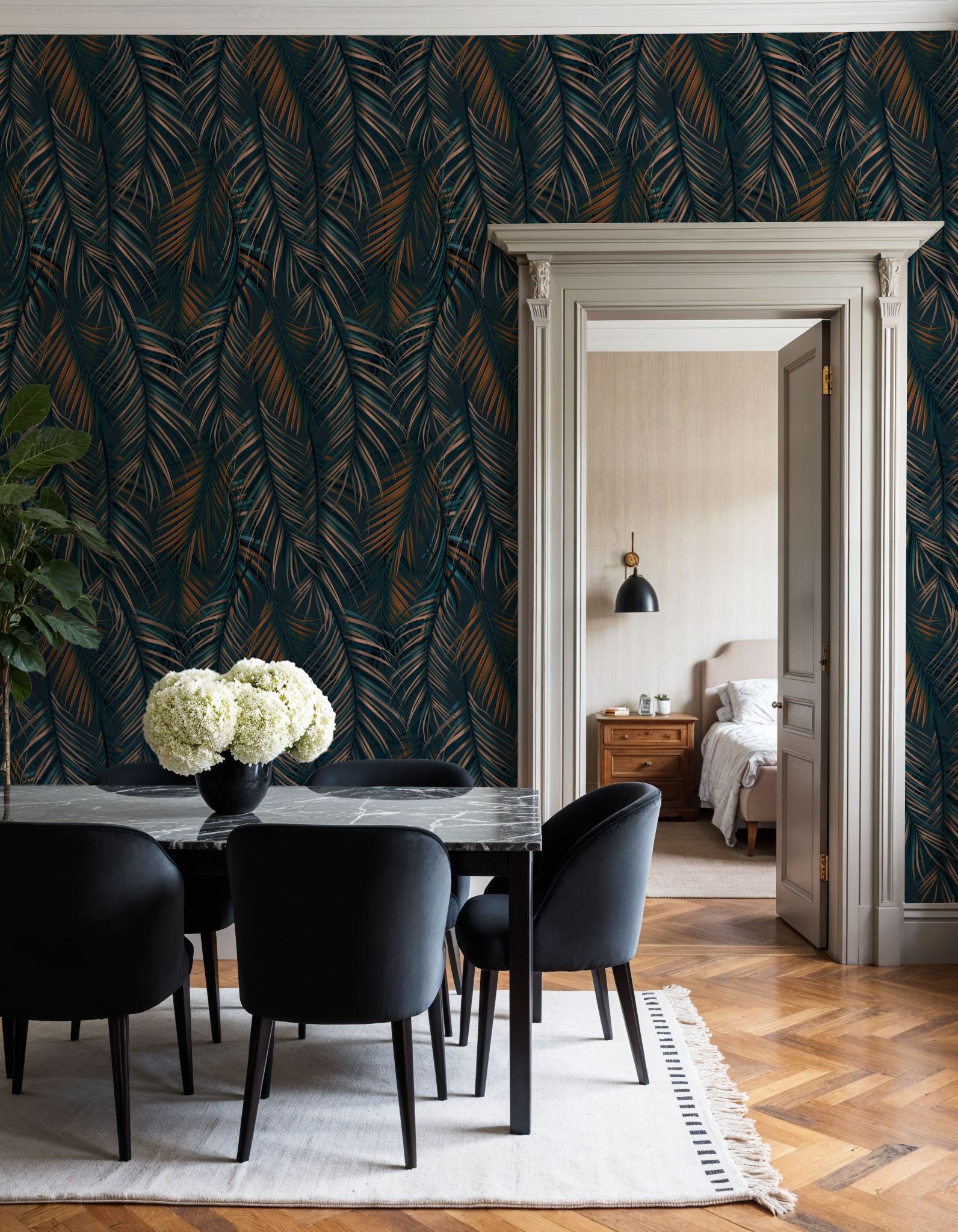 Swaying Palm Leaves, Teal