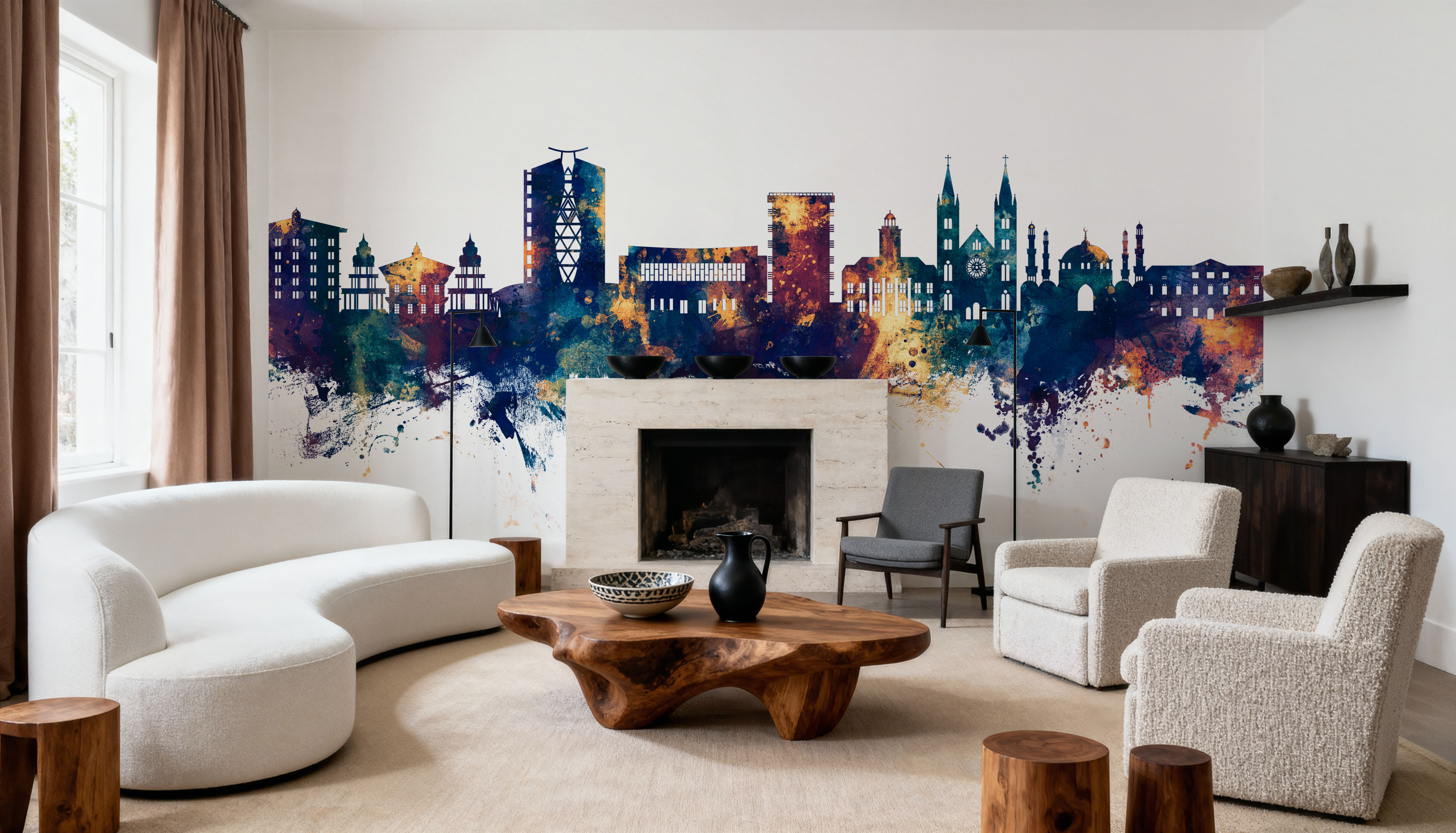 Paramaribo Suriname Skyline Blue & Bronze, Tapeten