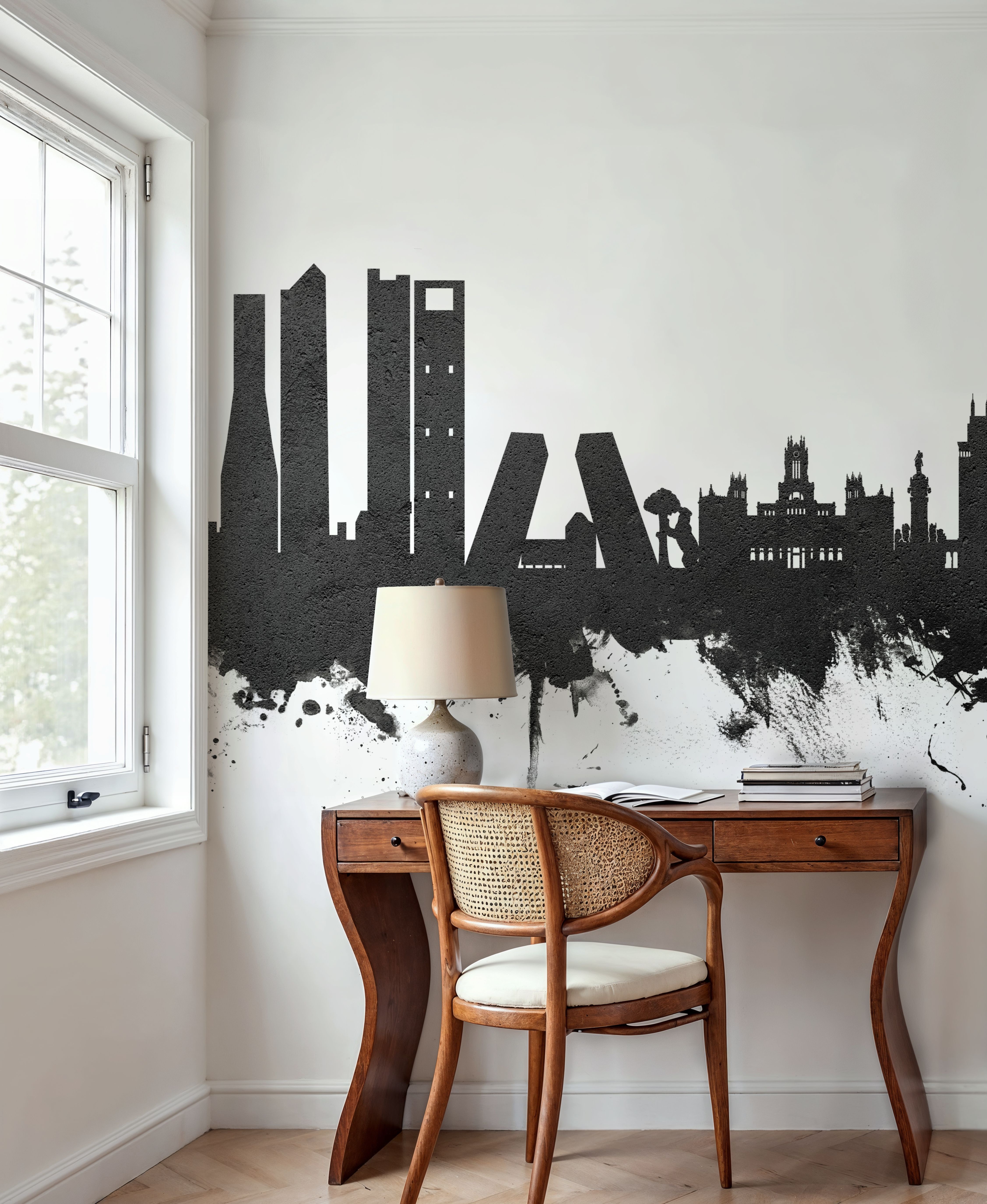 Madrid Skyline Black & White