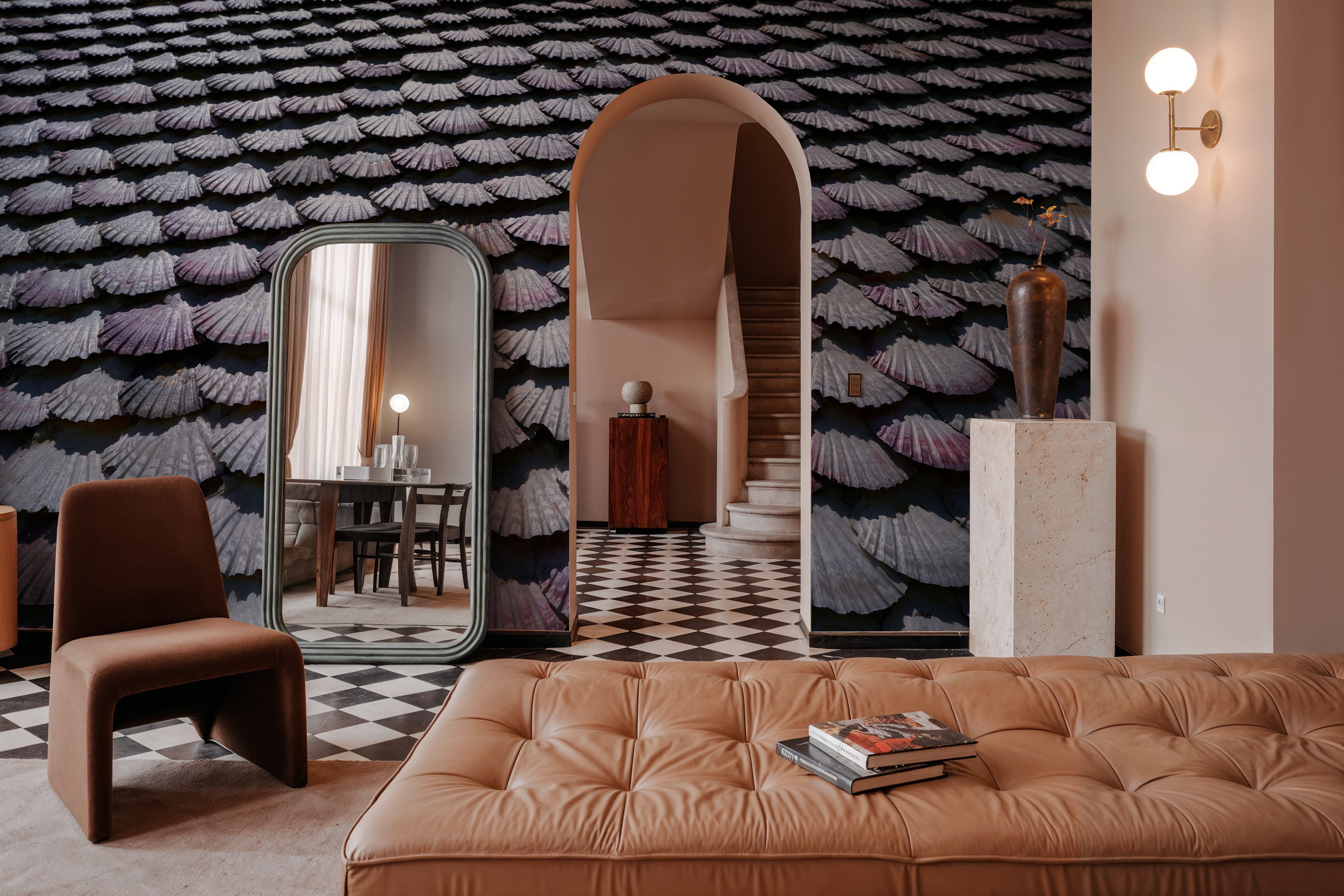 Mauve Seashell Mosaic, Wallpaper