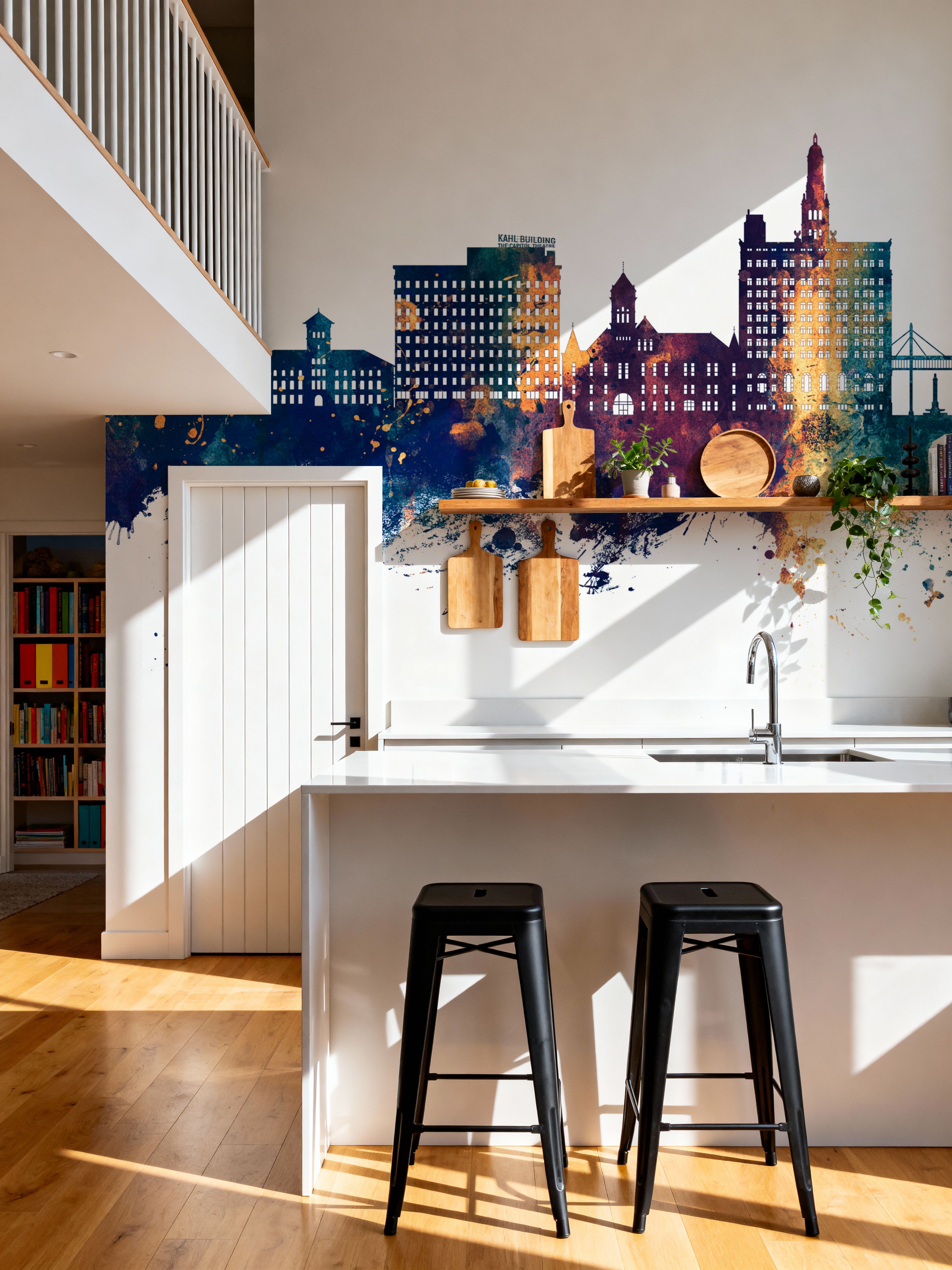 Davenport Iowa Skyline Blue & Bronze