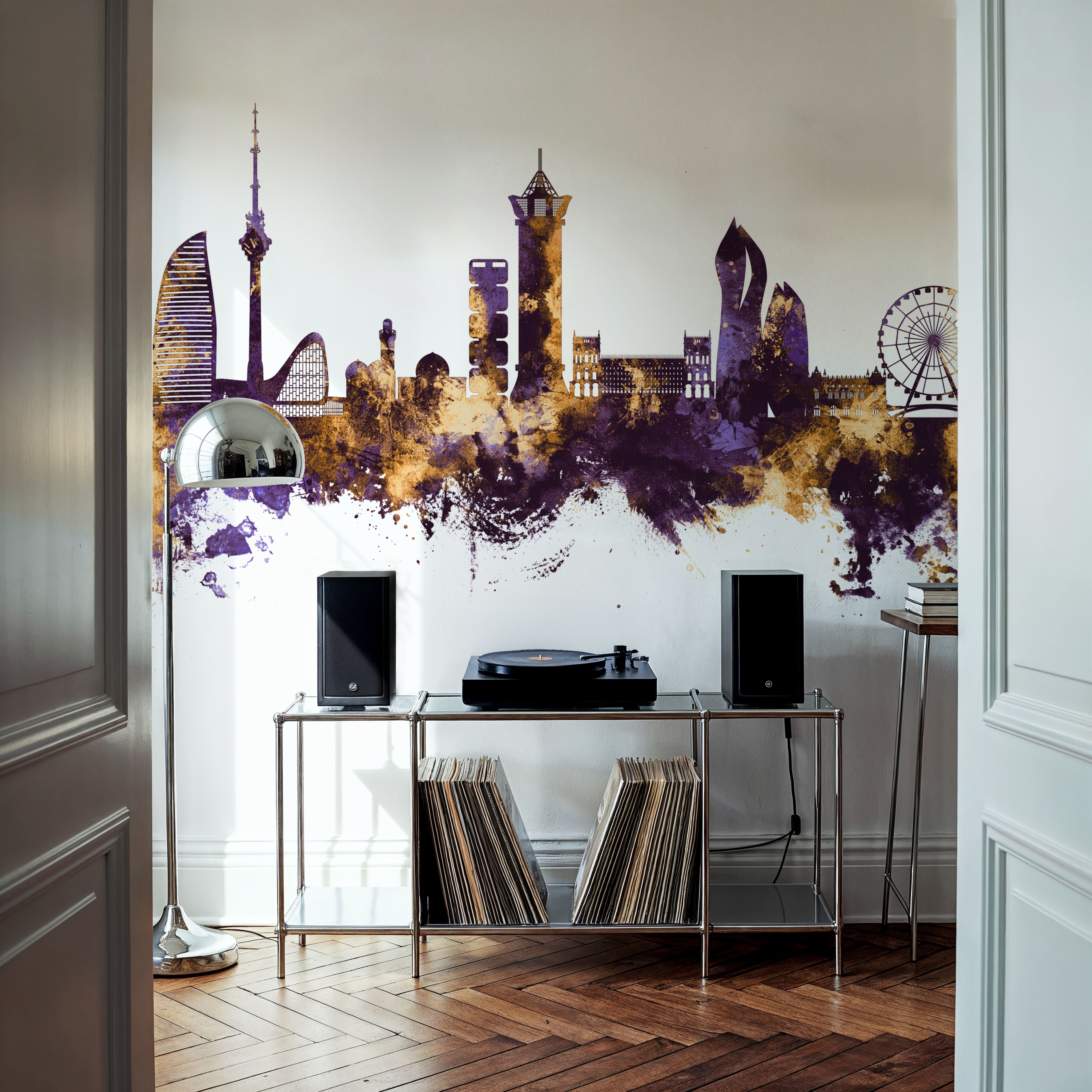 Baku Skyline Purple & Gold