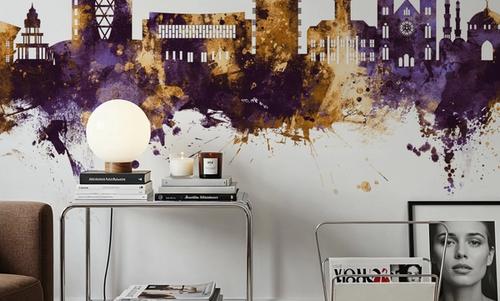 Paramaribo Suriname Skyline Purple & Gold