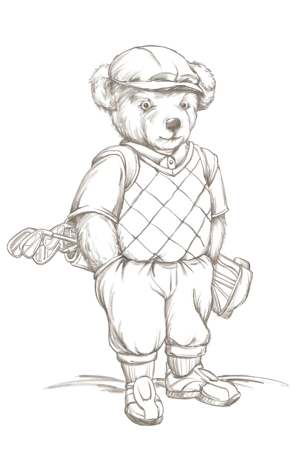 Teddy Bear Golf Sketch