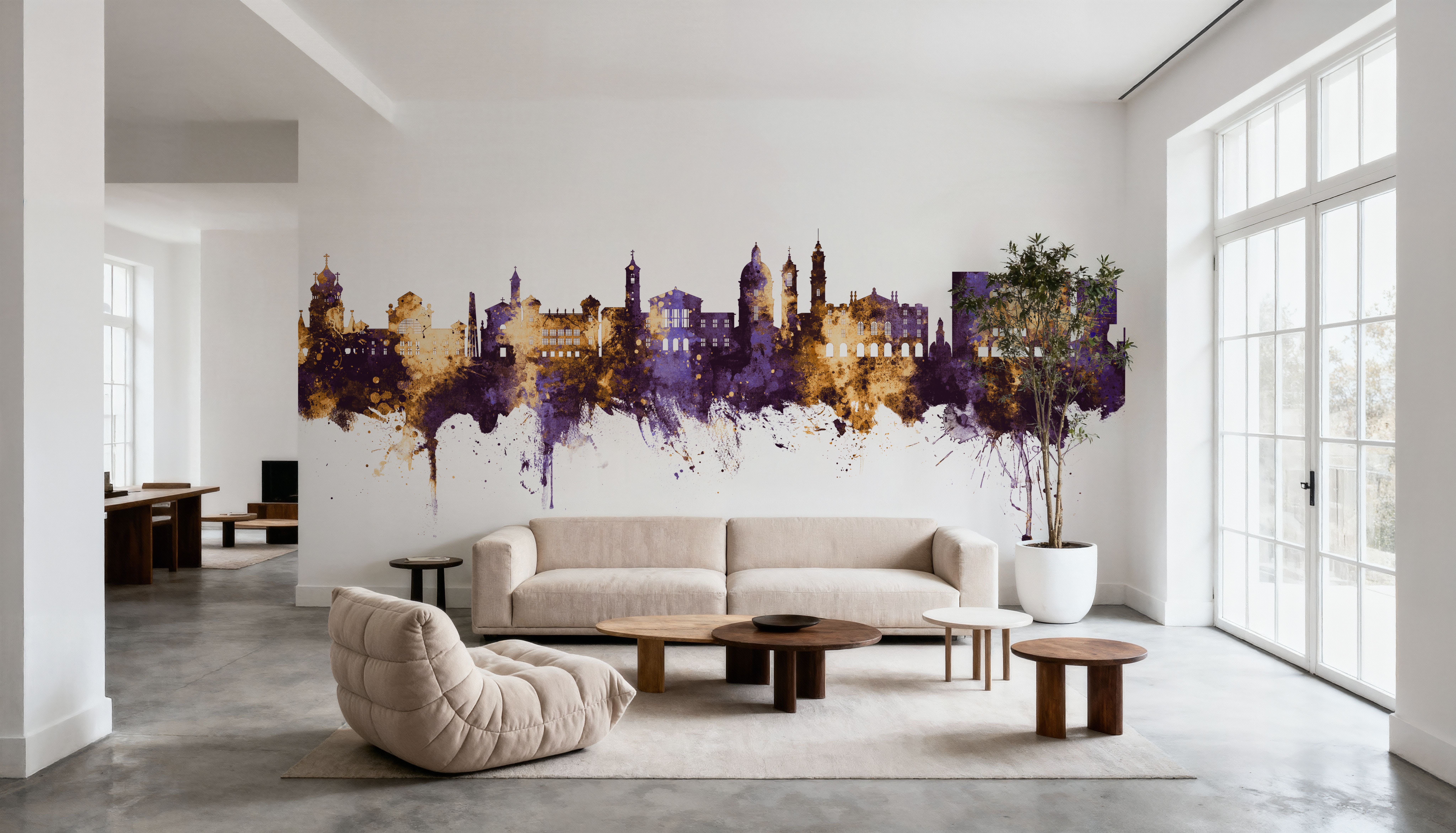 Nice France Skyline Purple & Gold