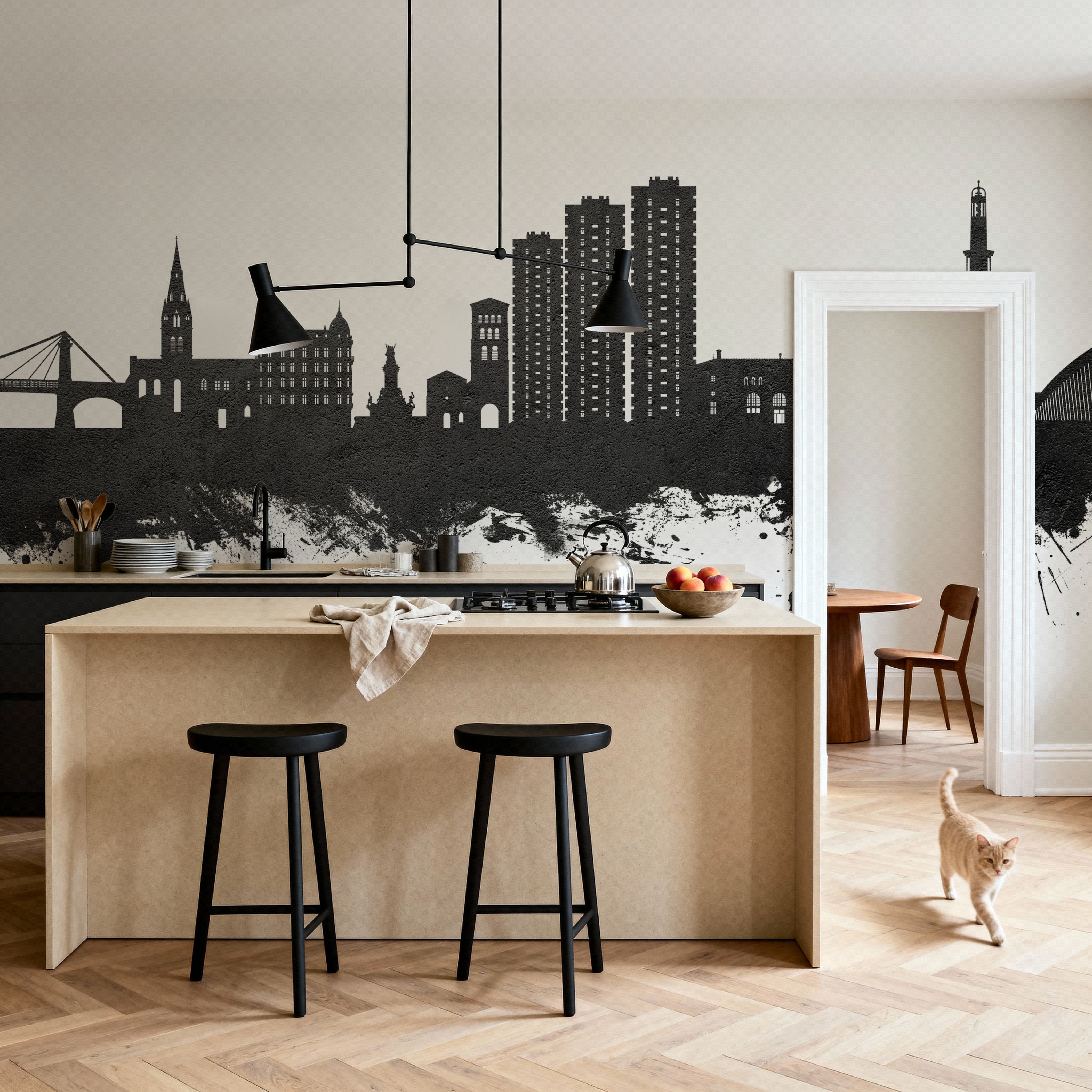 Grenoble Skyline Black & White