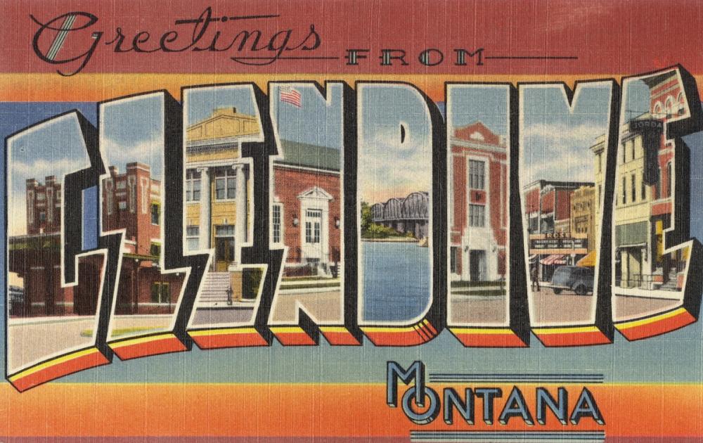 Greetings from Glendive - Screenprint Postcard