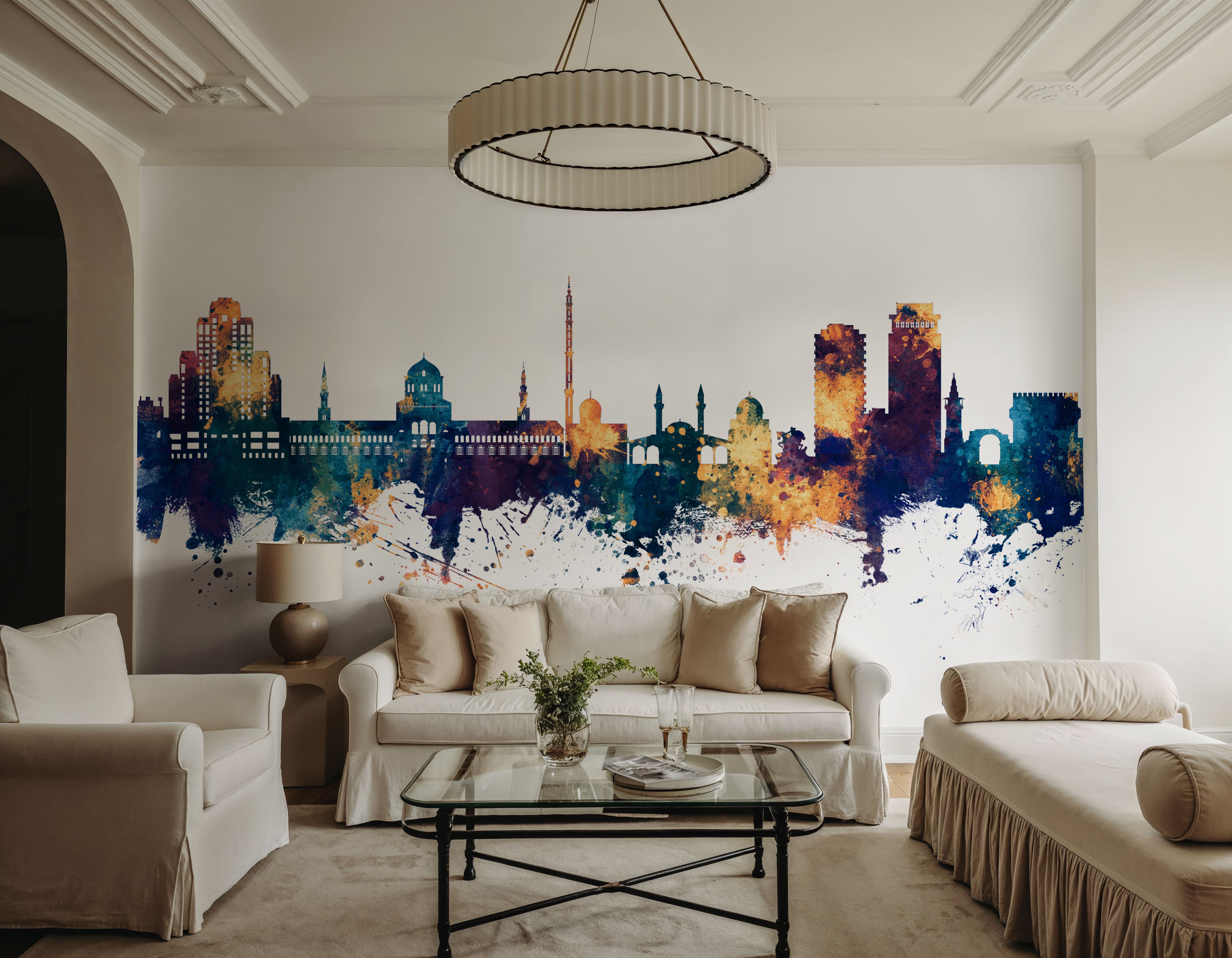 Damascus Syria Skyline Blue & Bronze