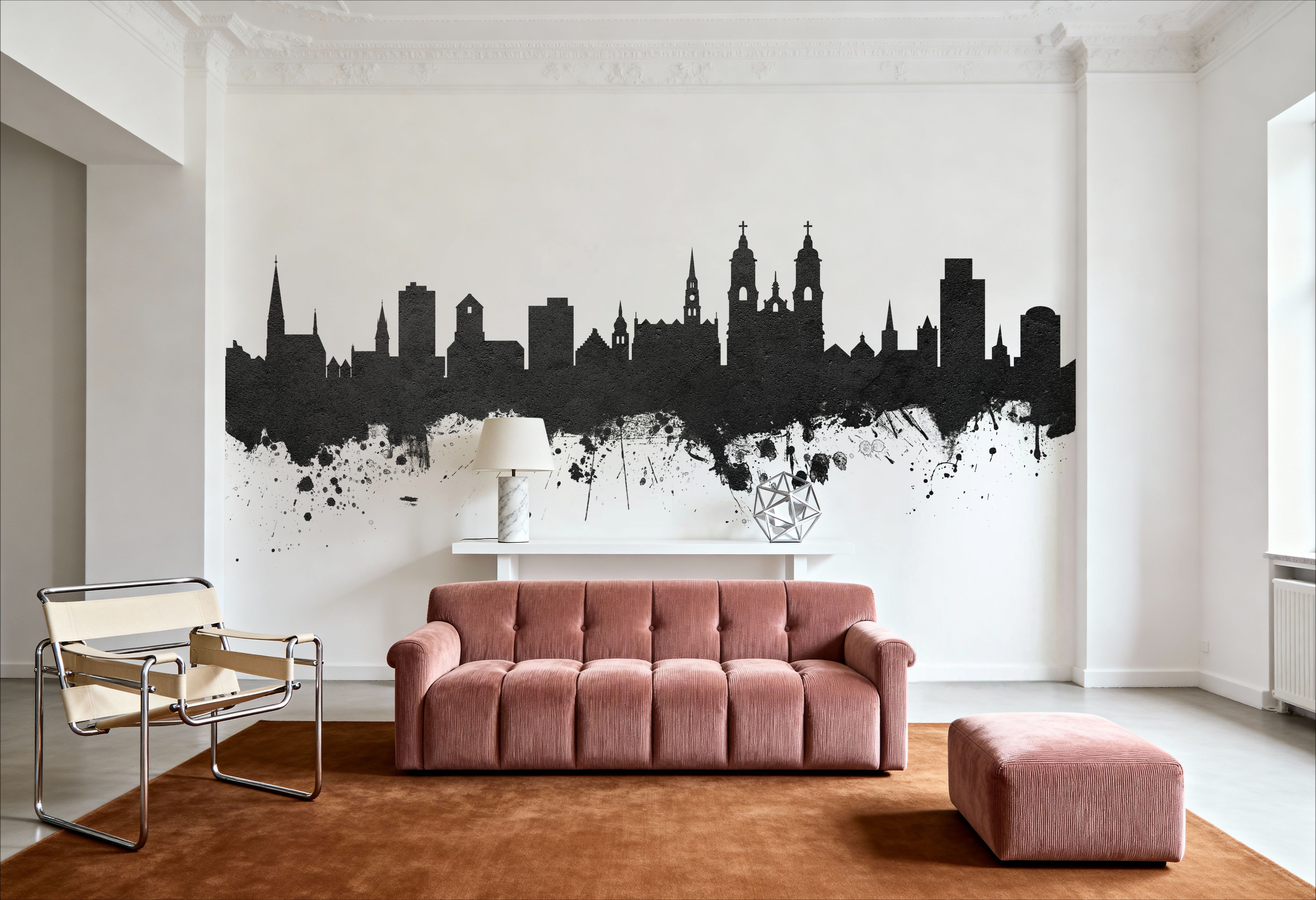 St Gallen Switzerland Skyline Black & White, Papel pintado