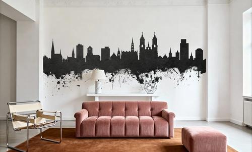 St Gallen Switzerland Skyline Black & White