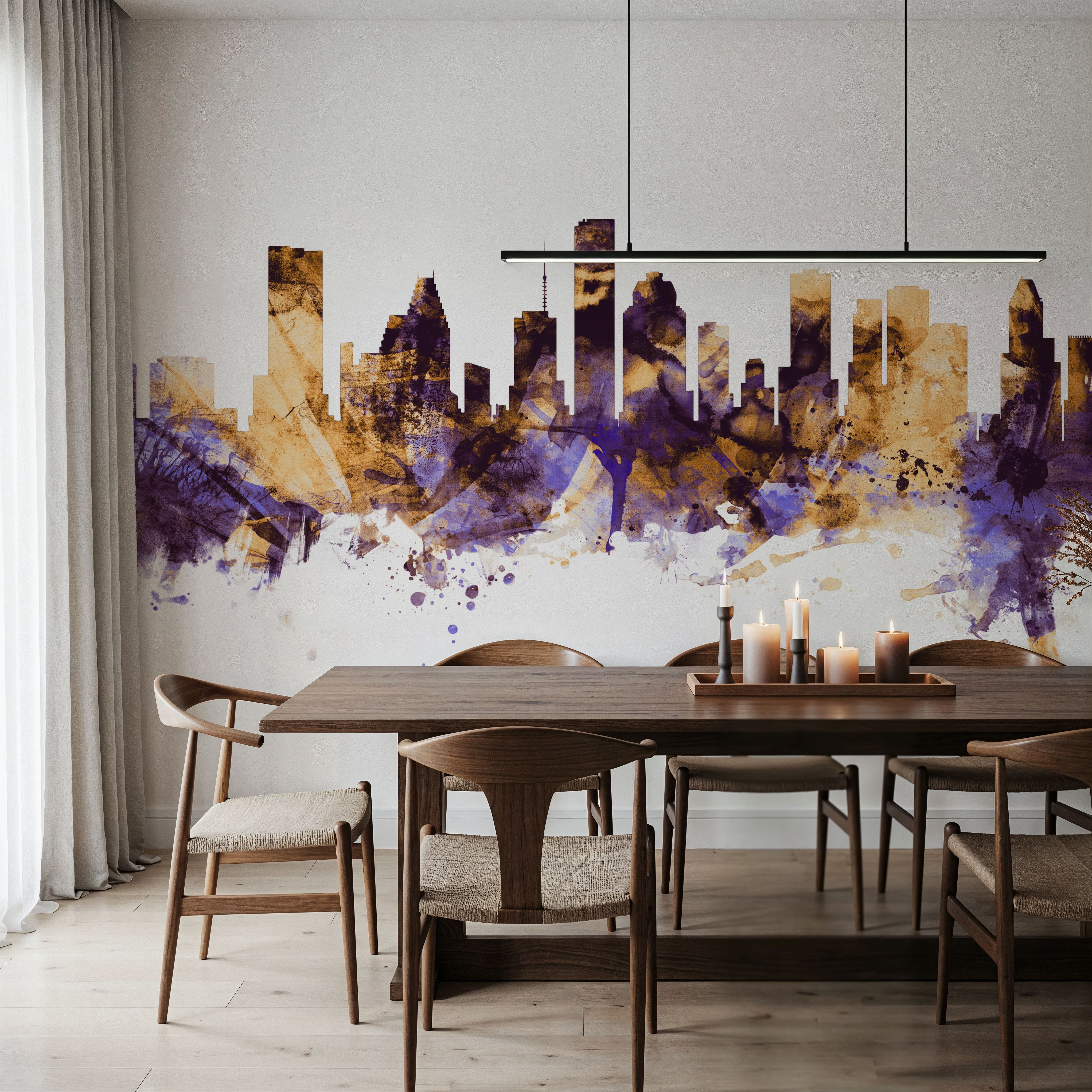 Houston Skyline Purple & Gold