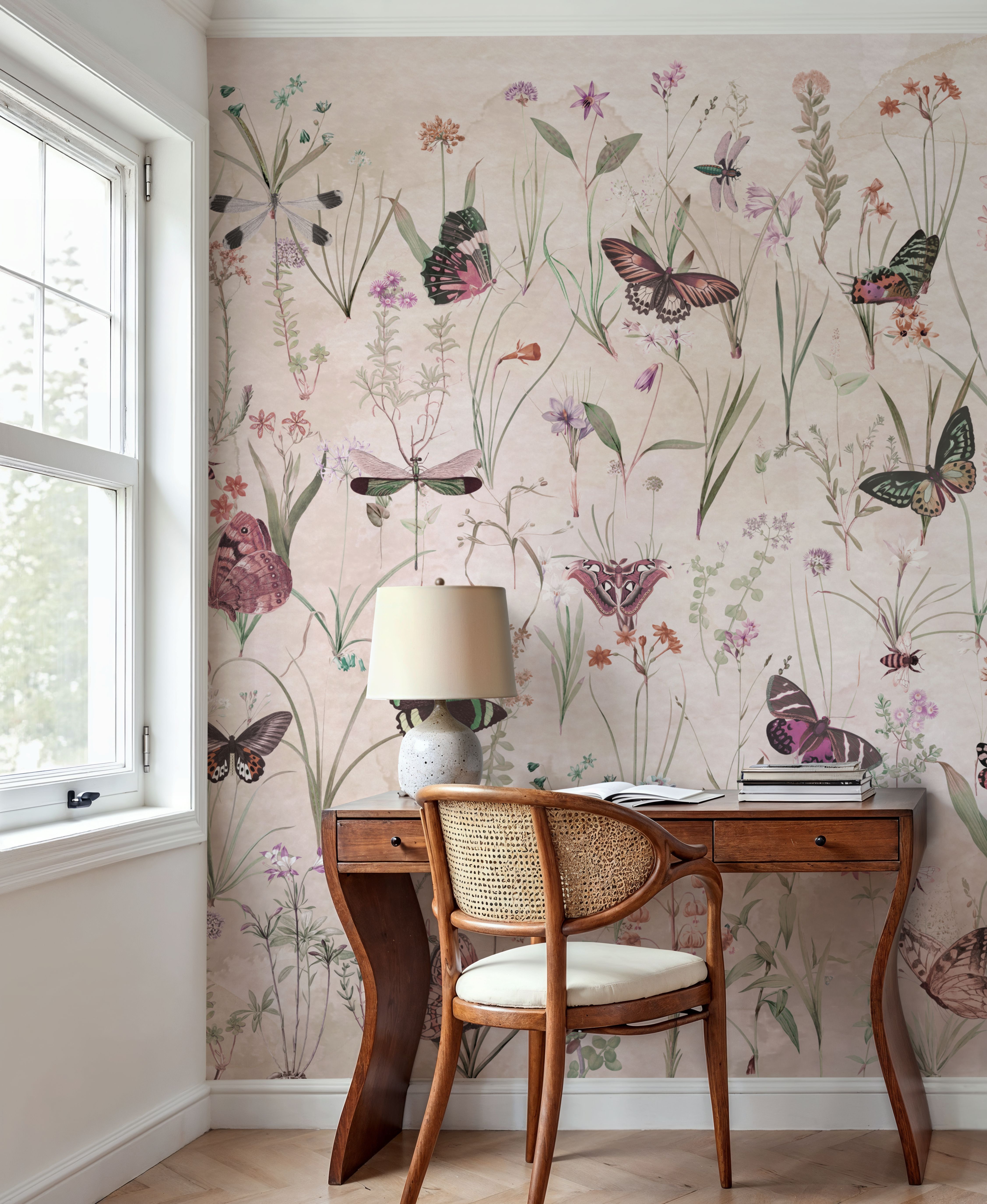 Herbals and Butterflies Beige