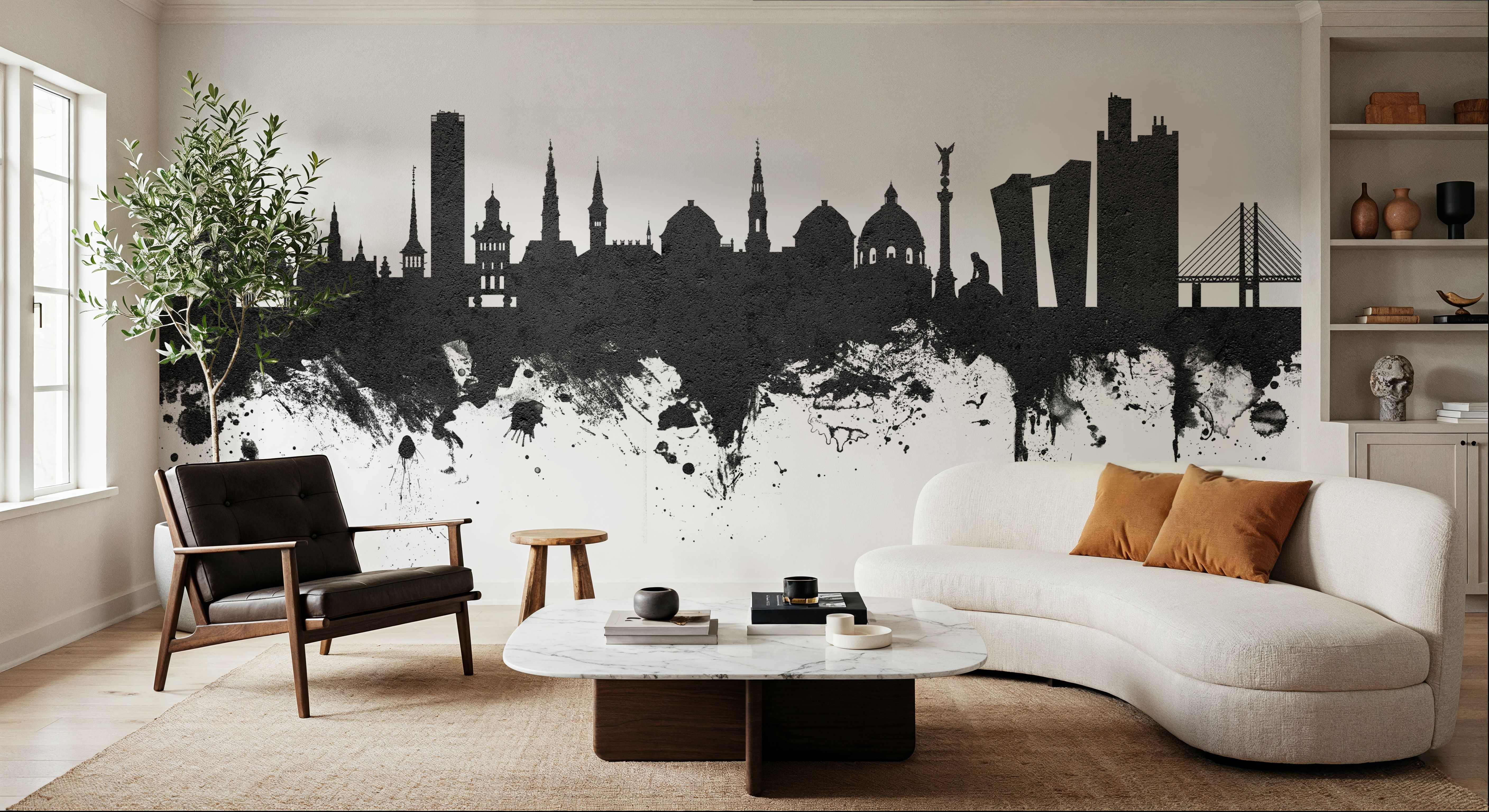 Copenhagen Skyline Black & White, Tapeten