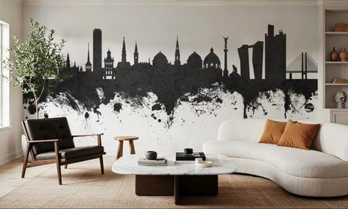 Copenhagen Skyline Black & White