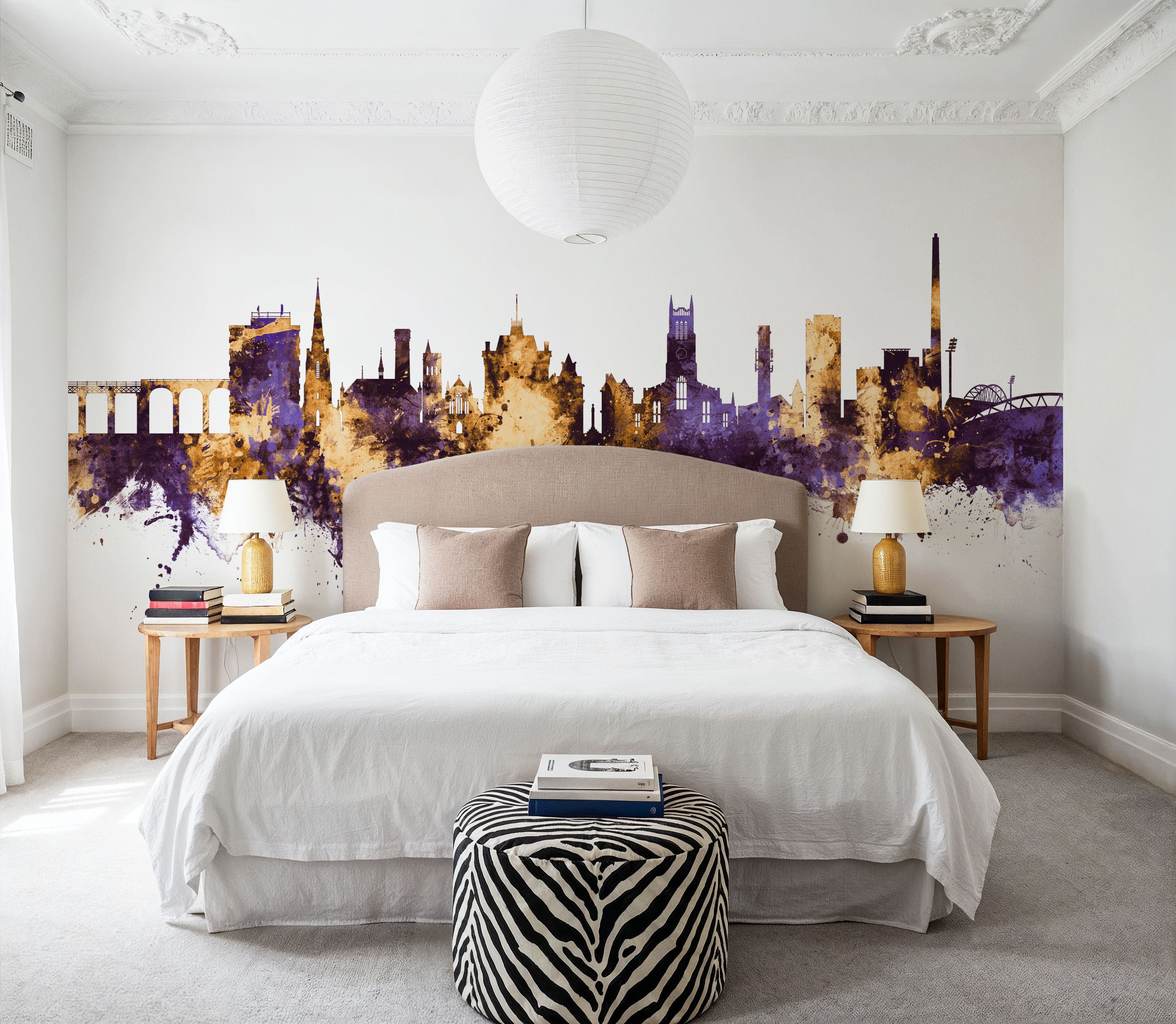 Huddersfield England Skyline Purple & Gold