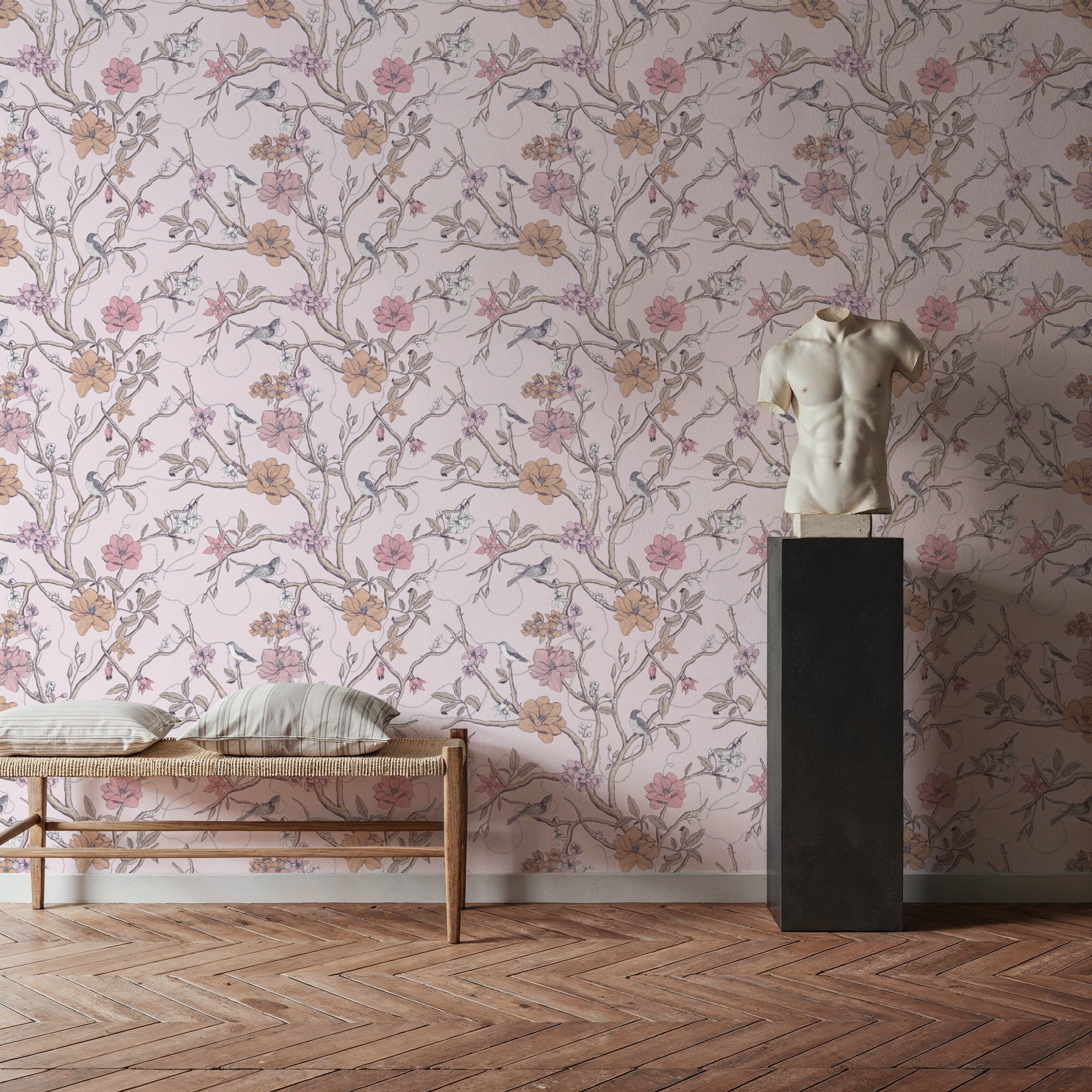 Trailing Tree of Life, Pink, Wallpaper