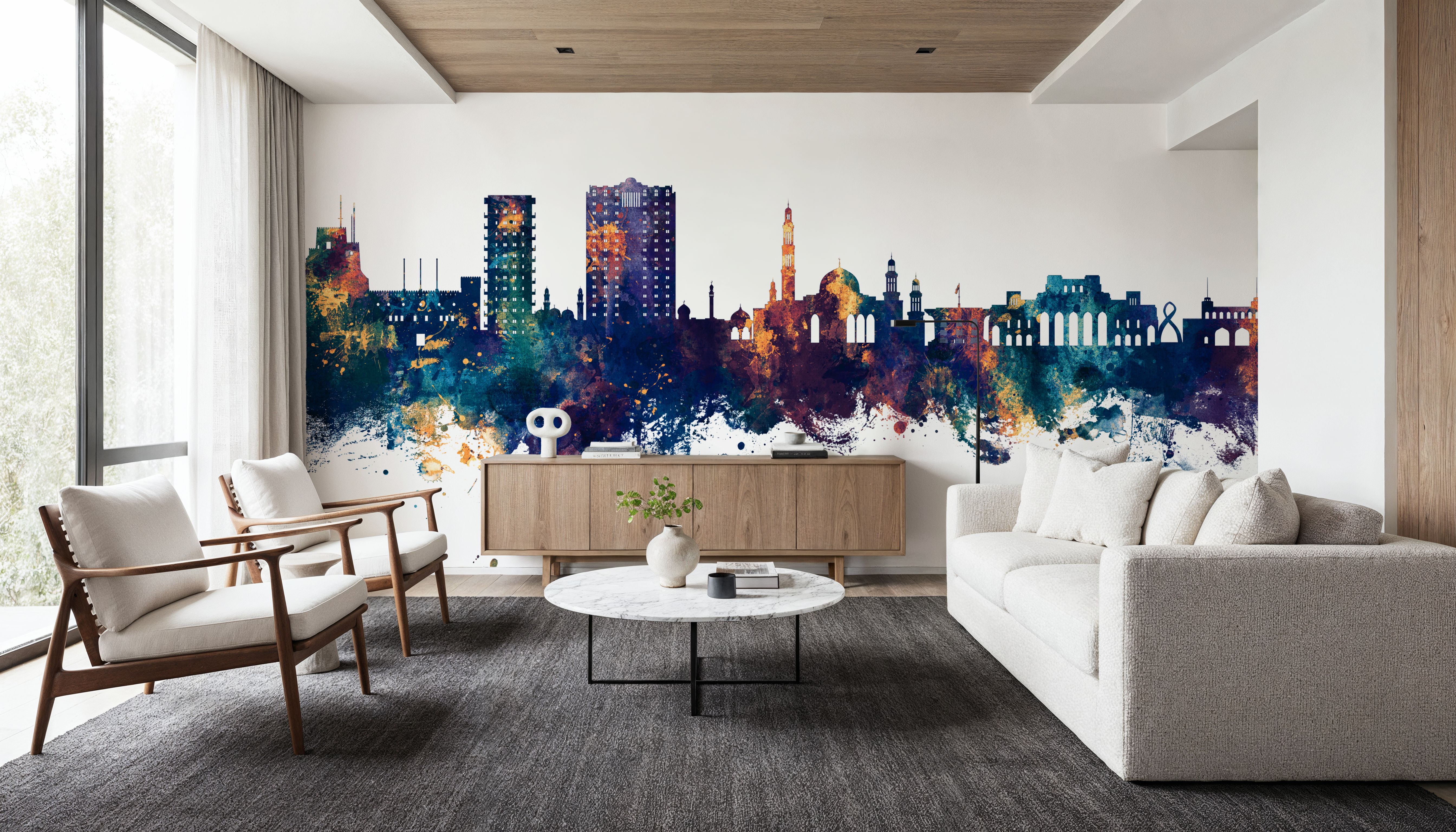 Muscat Oman Skyline Blue & Bronze