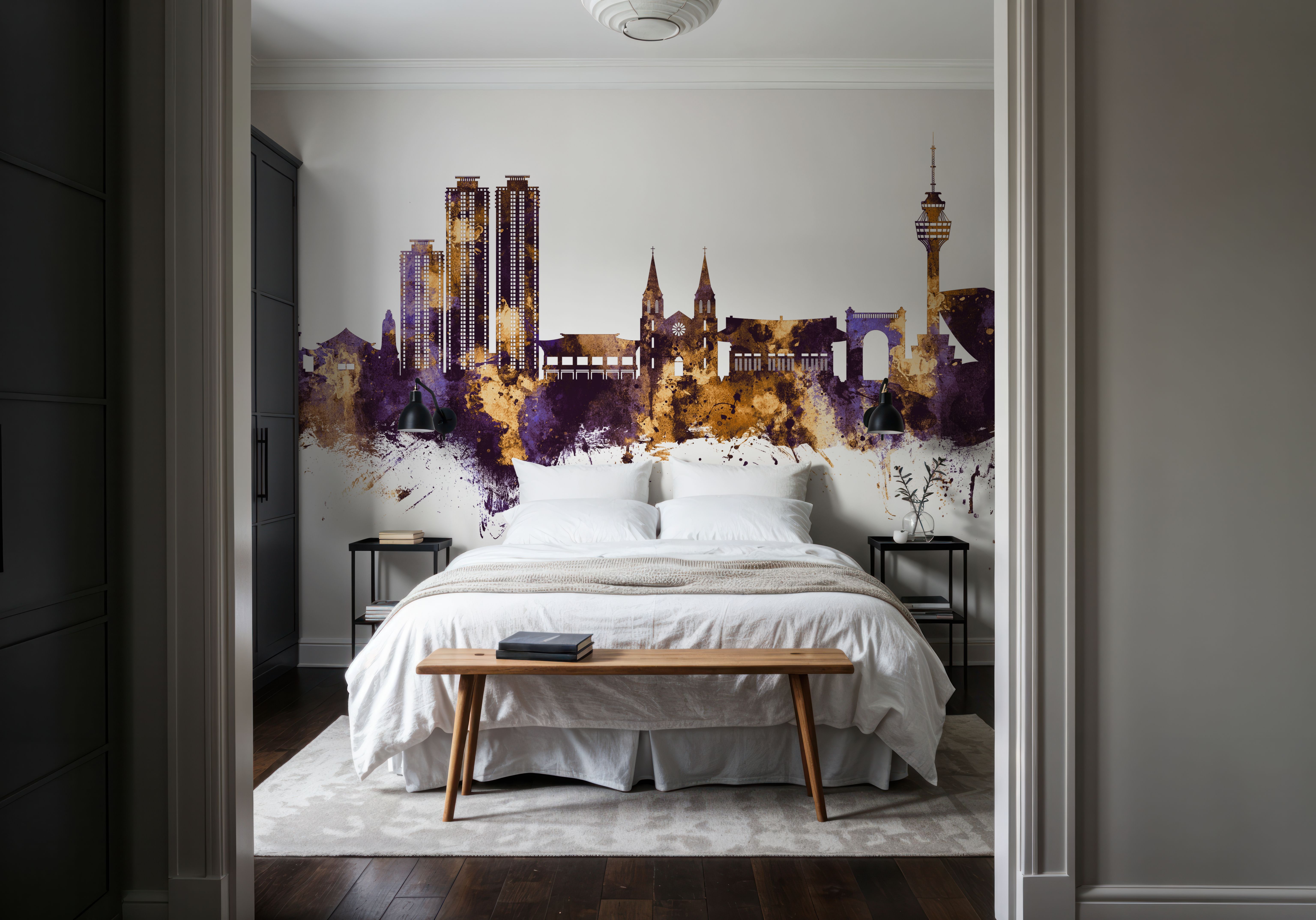 Daegu South Korea Skyline Purple & Gold