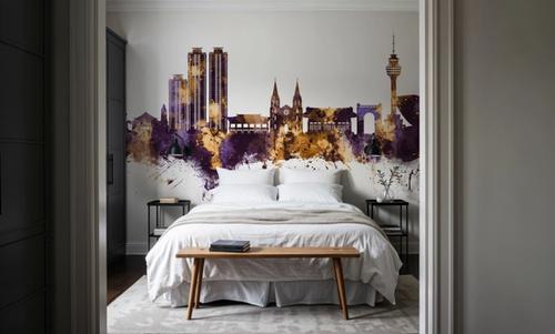 Daegu South Korea Skyline Purple & Gold