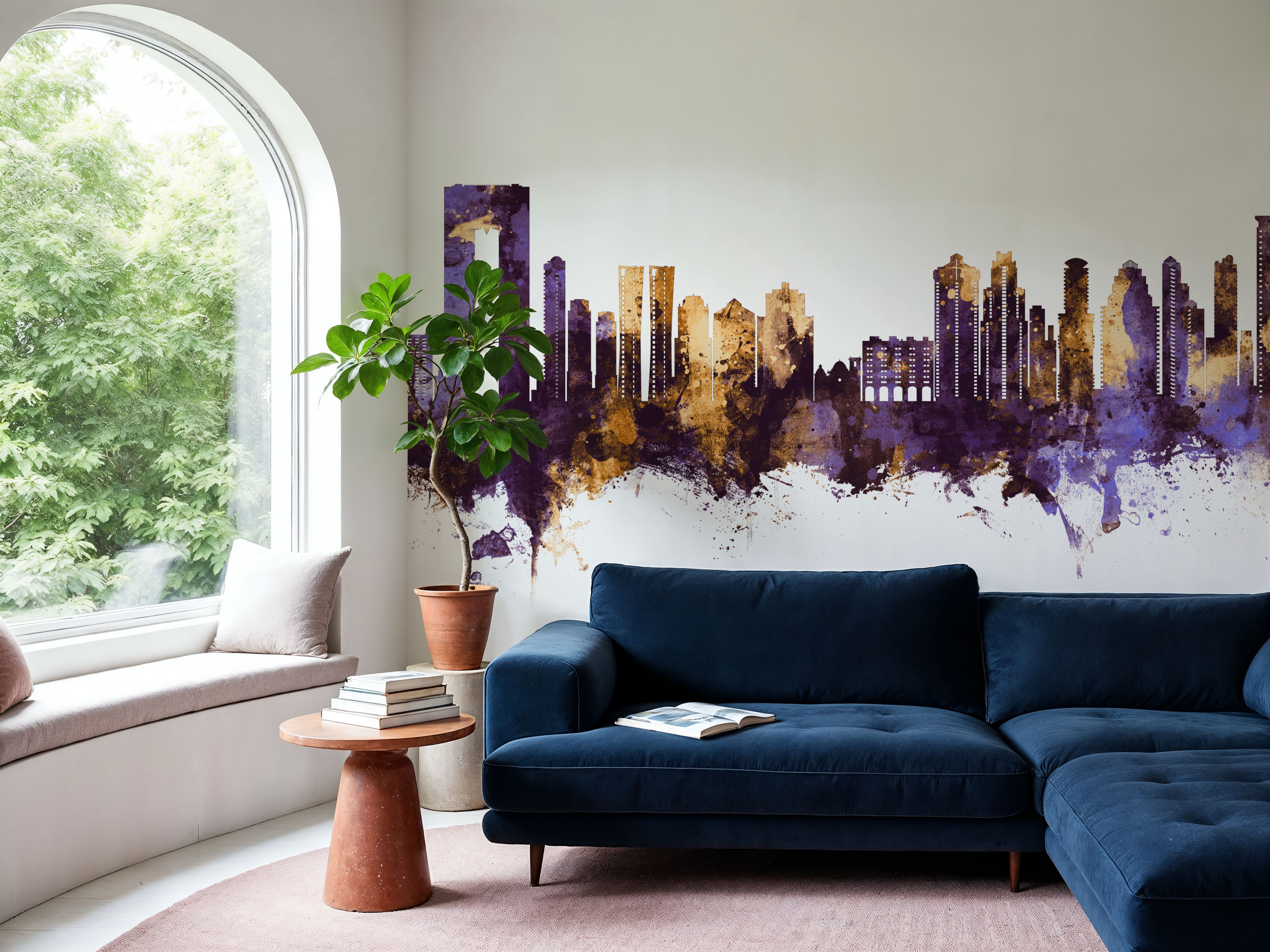 Benidorm Spain Skyline Purple & Gold