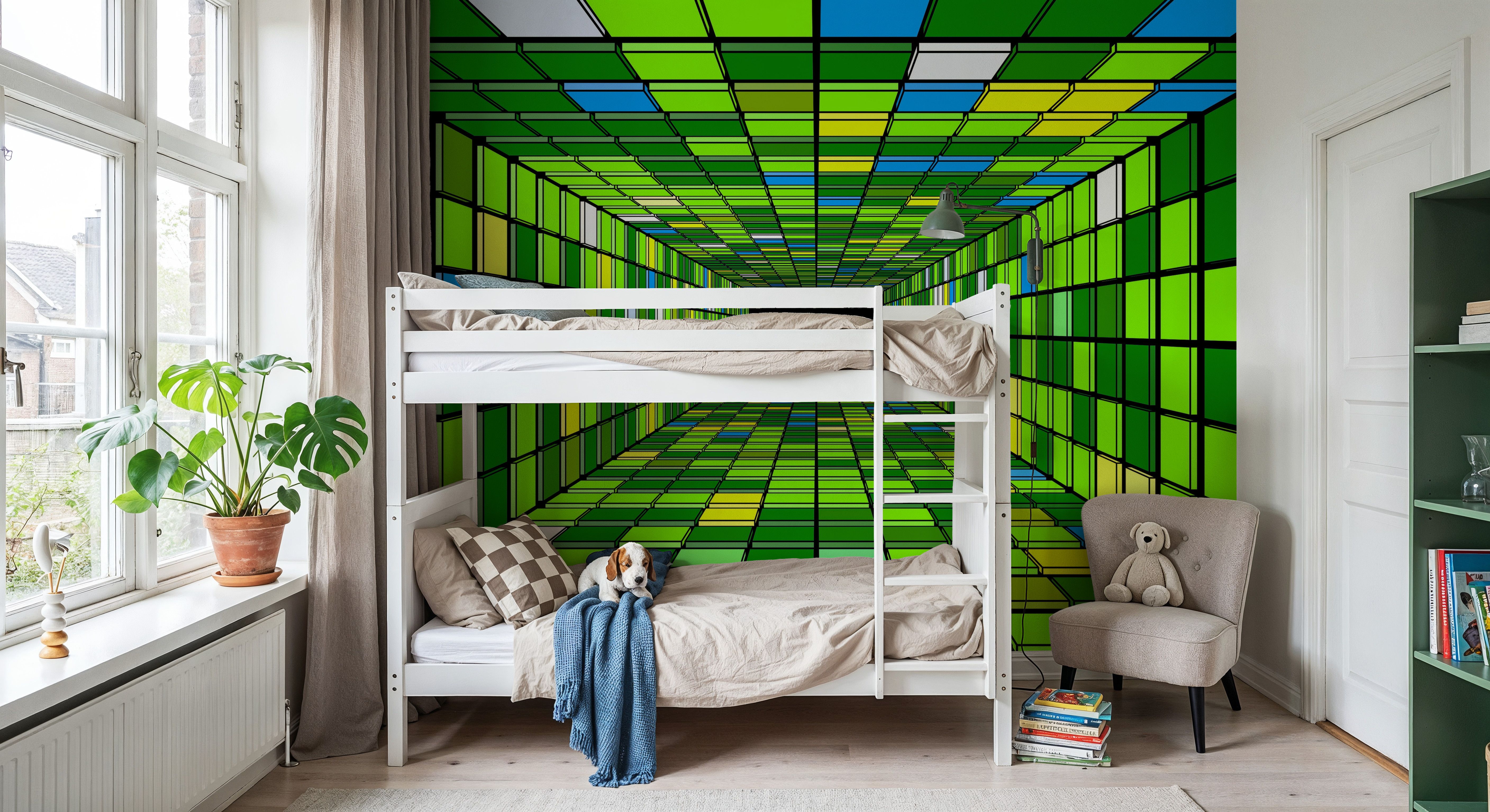 Retro Game Tunnel, Vibrant Green