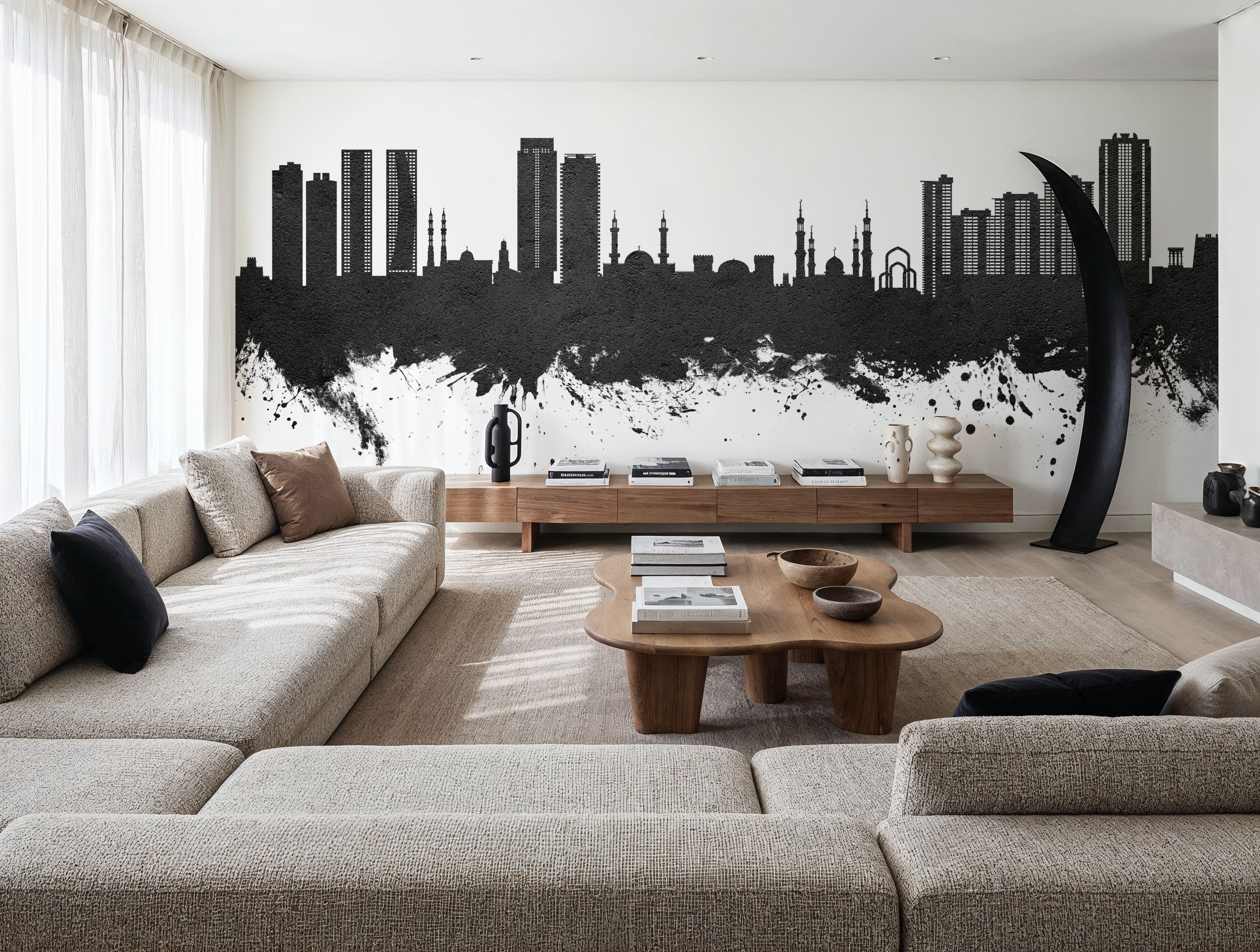 Ajman Skyline Black & White
