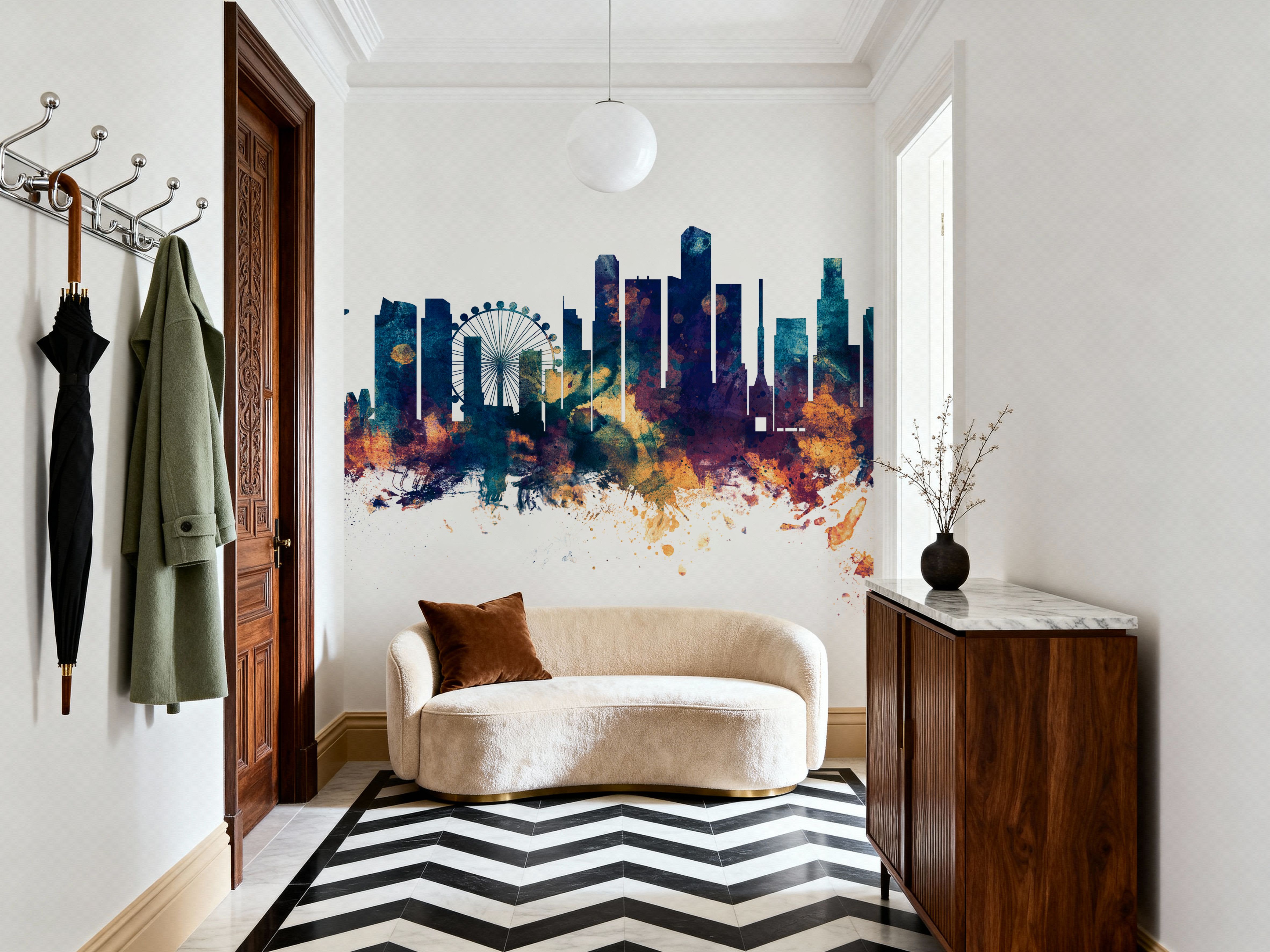 Singapore Skyline Blue & Bronze