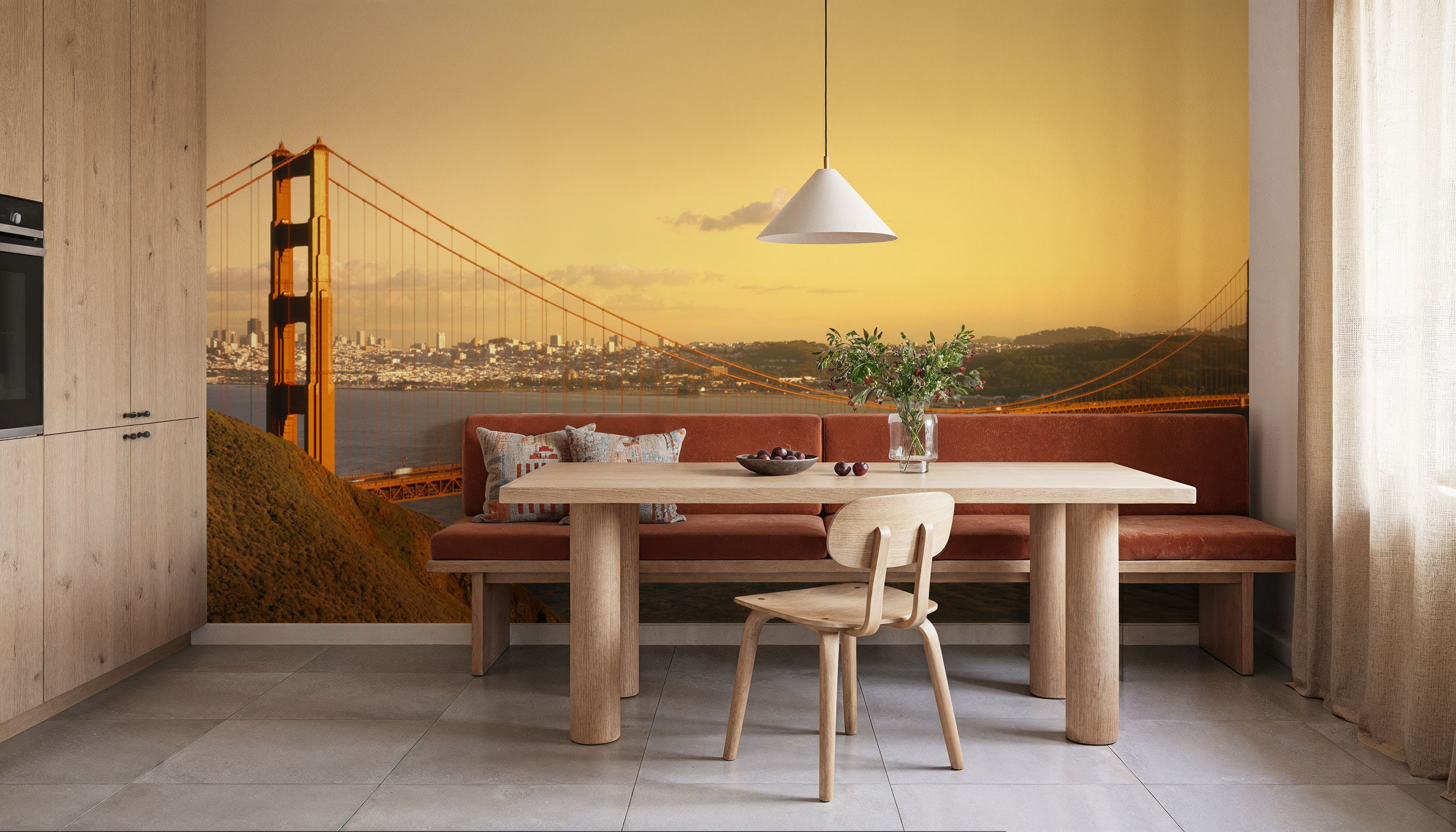 Crimson Bridge at Dusk, Wallpaper