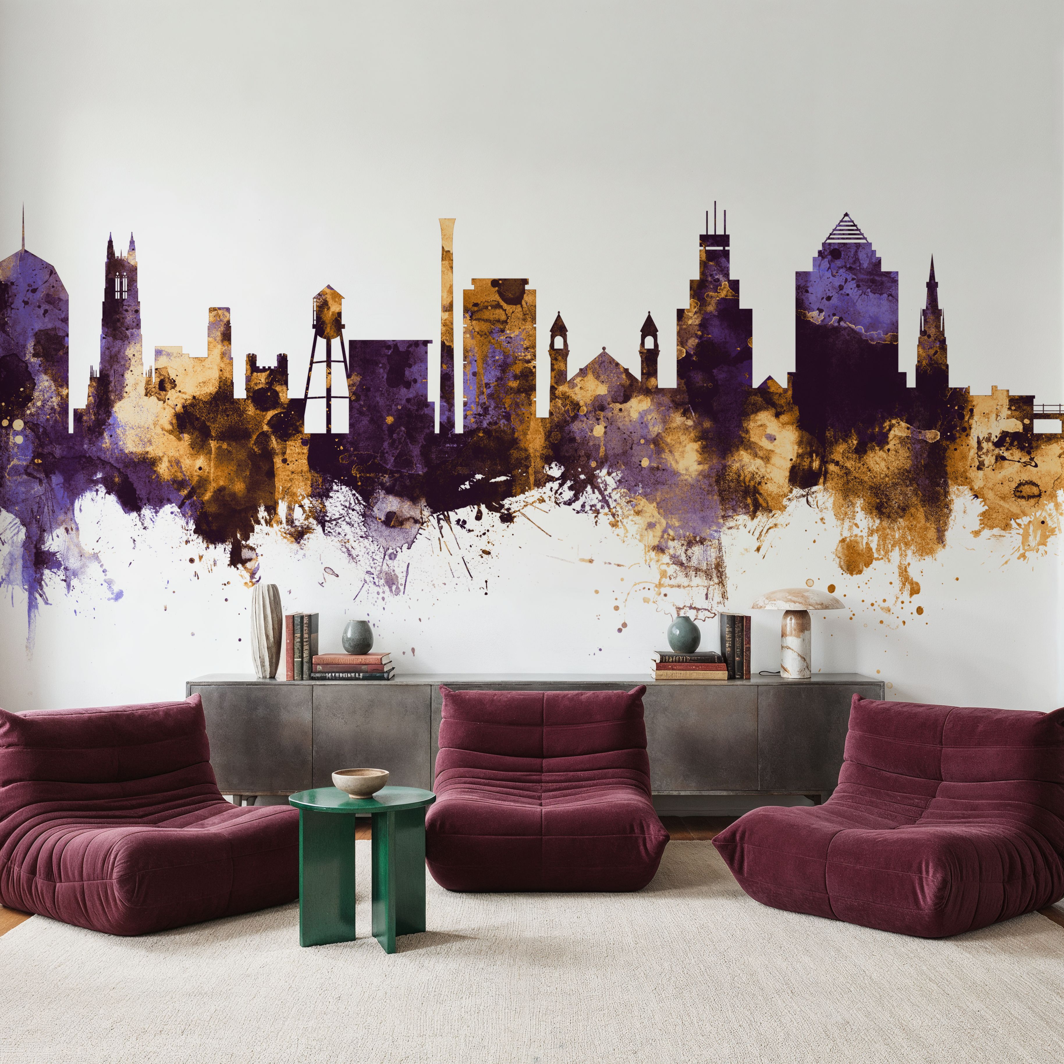 Durham North Carolina Skyline Purple & Gold