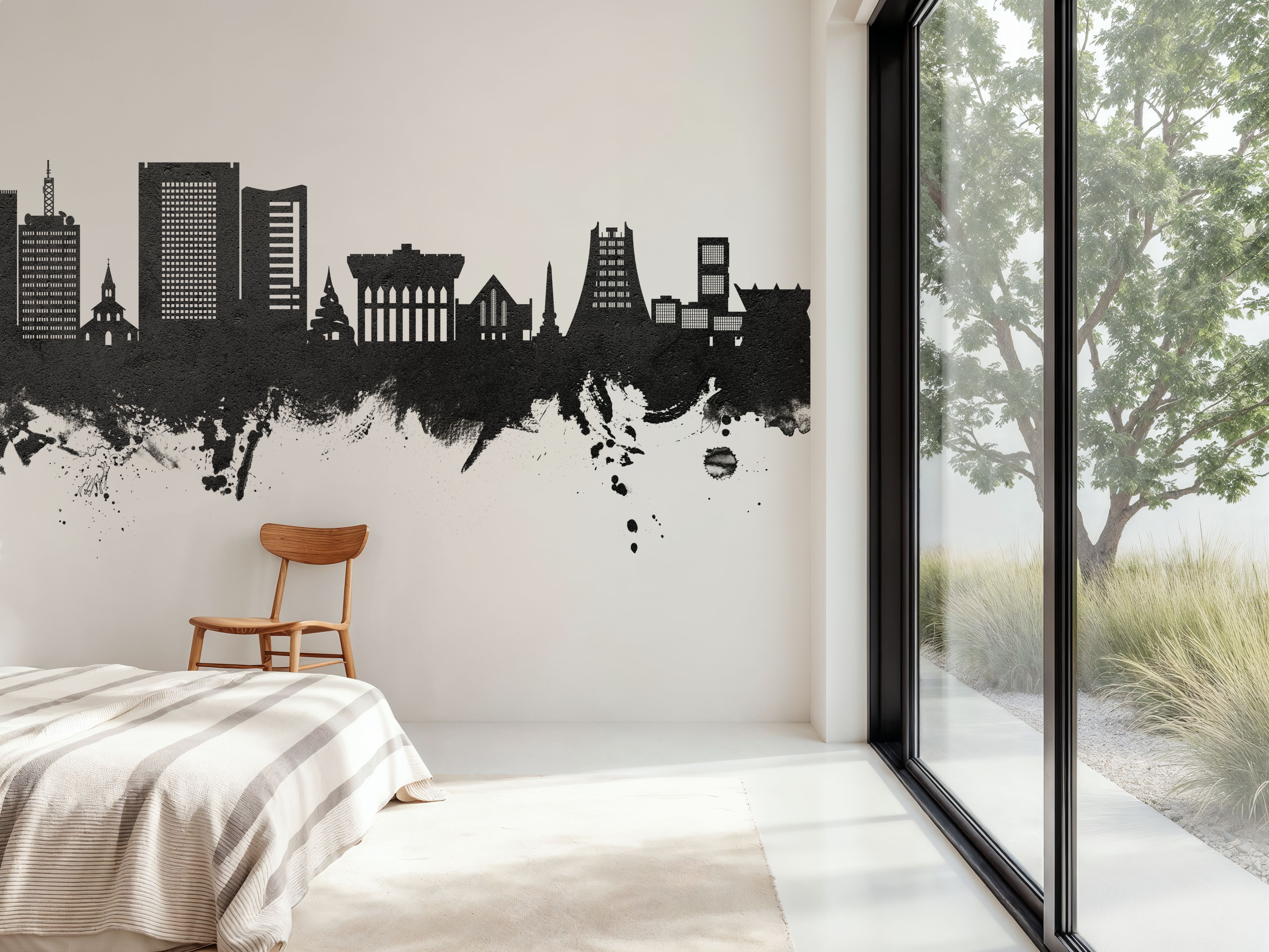 Yaoundé Cameroon Skyline Black & White